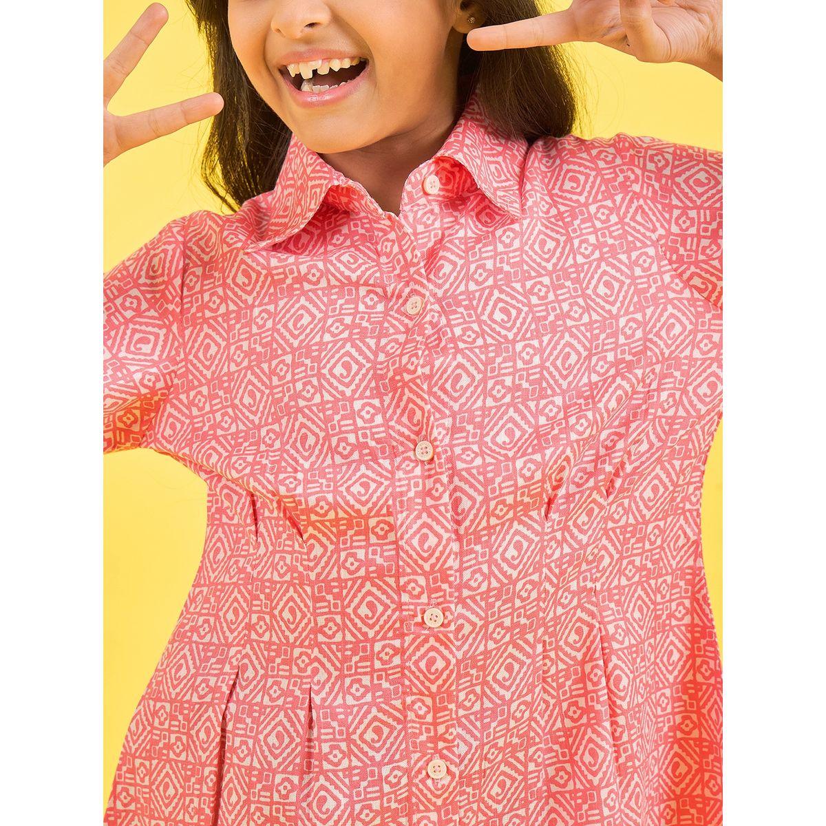 Stylo Bug X Styli All Over Print 3/4 Sleeves Shirt Dress-girls-clothing-dressesandjumpsuits-image-6