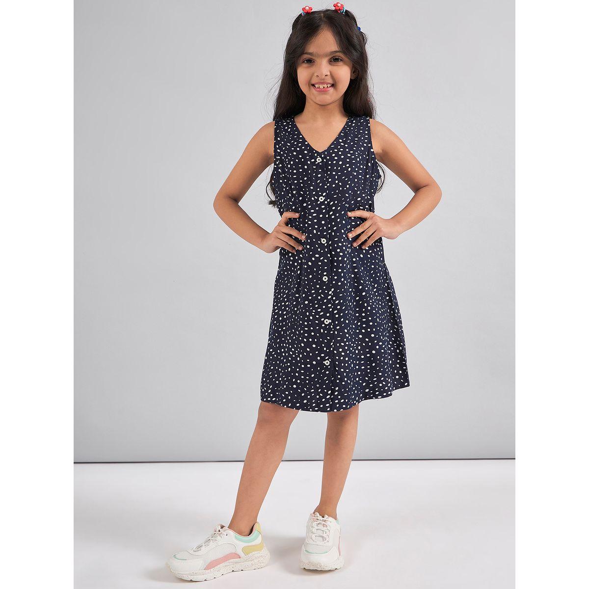 Stylo Bug X Styli Spot Print V Neck Casual Dress-girls-clothing-dressesandjumpsuits-image-1
