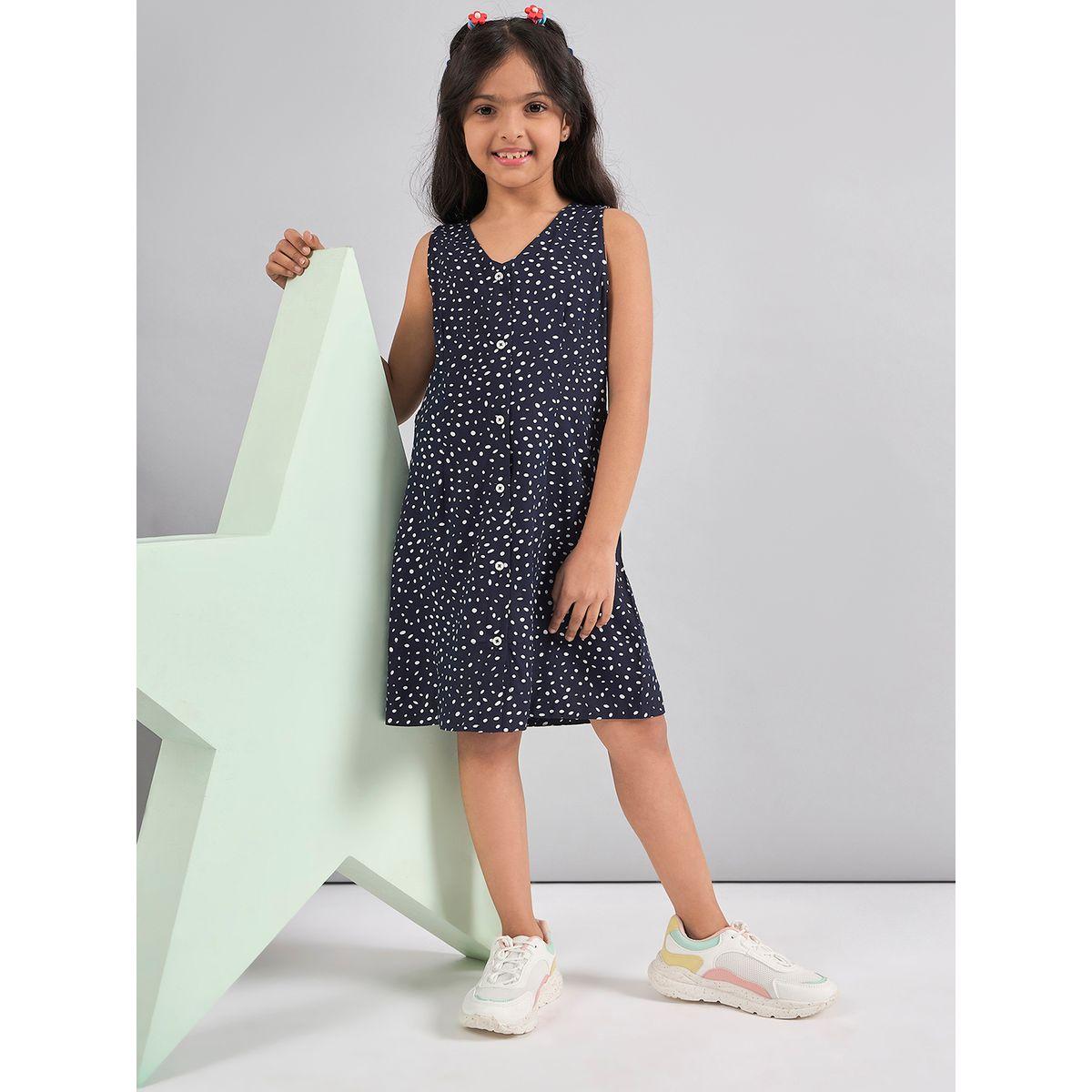 فستان بطول الركبة وبلا اكمام مع ازرار غلق ستايلو بَج × ستايلي-girls-clothing-dressesandjumpsuits-image-2