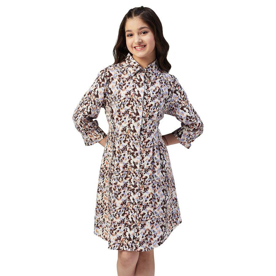 فستان مطبع بالكامل مع اكمام 3/4 ستايلو بَج × ستايلي-girls-clothing-dressesandjumpsuits-image-1