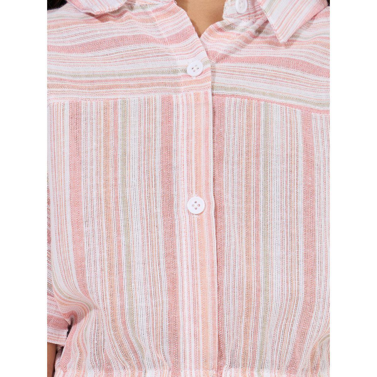 Styli Striped Crop Shirt & Pants Set-girls-clothing-setsandcoords-image-3