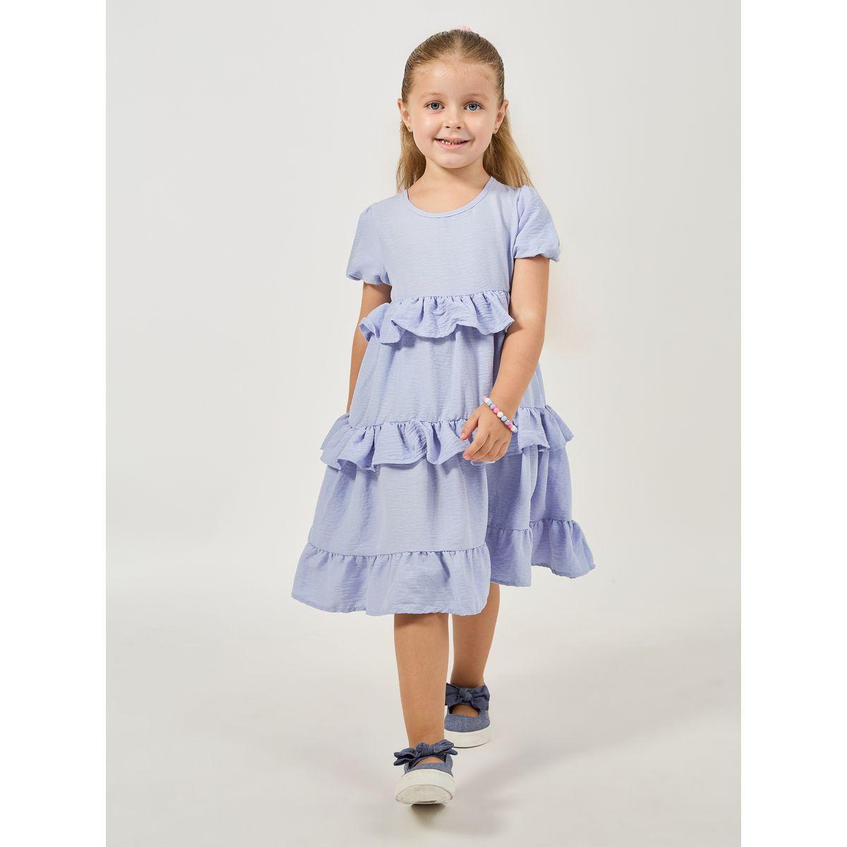 Styli Layered Ruffle Puff Sleeves Dress-girls-clothing-dressesandjumpsuits-image-1