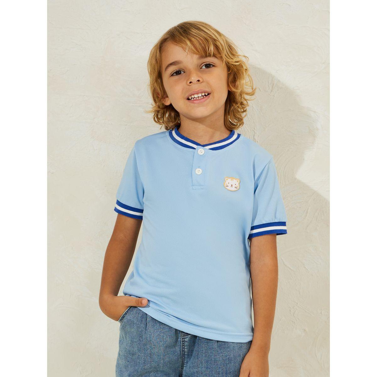 تيشيرت بولو مزين بشارة كارتون-boys-clothing-tshirtsandpolos-image-1