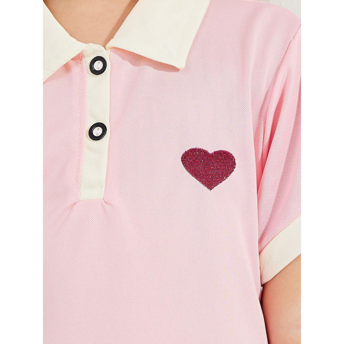 Styli Preppy Heart Embroidery Cotton Polo Dress-girls-clothing-dressesandjumpsuits-image-3