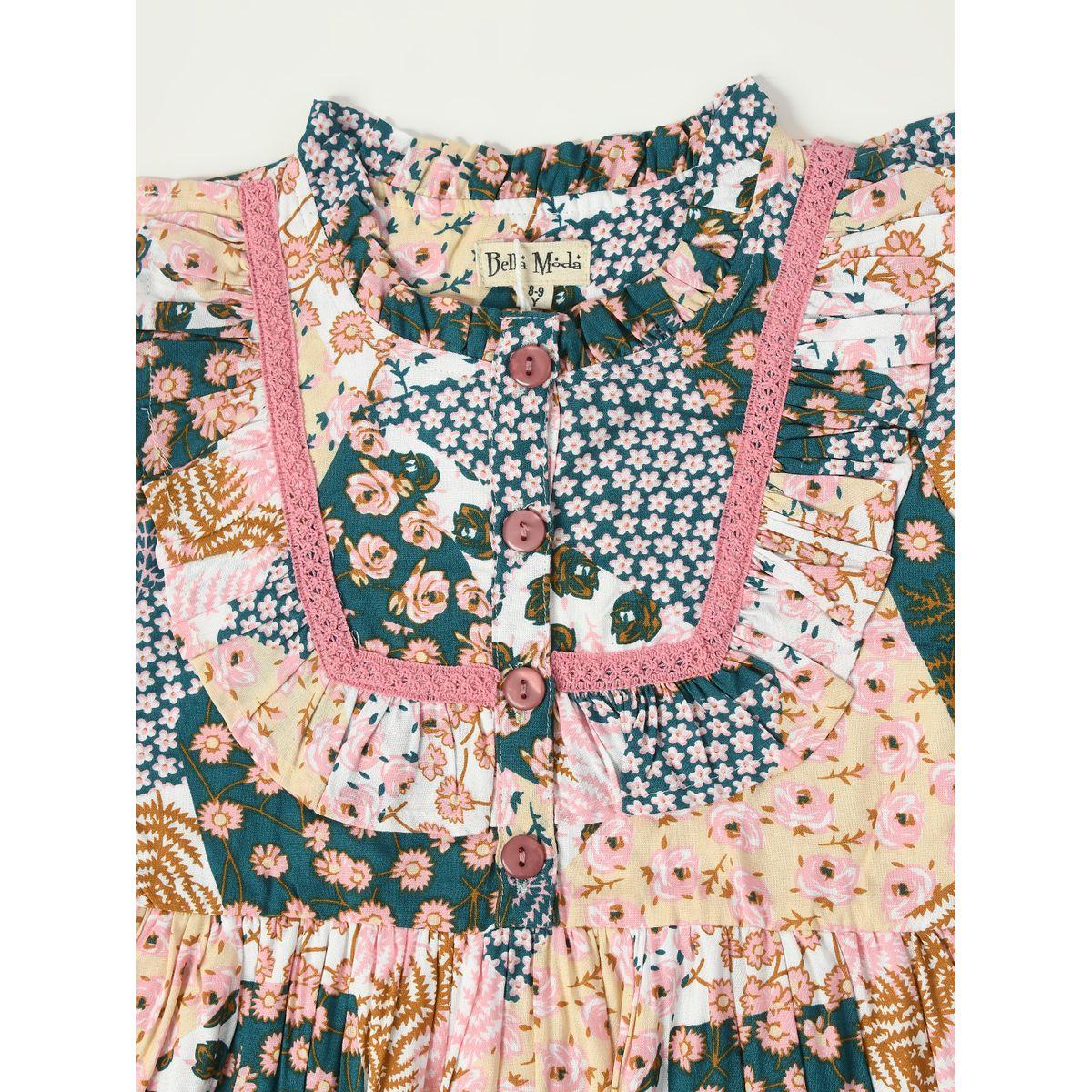 فستان كاجوال بطبعة مرقعة مع حزام بيلا مودا × ستايلي-girls-clothing-dressesandjumpsuits-image-3
