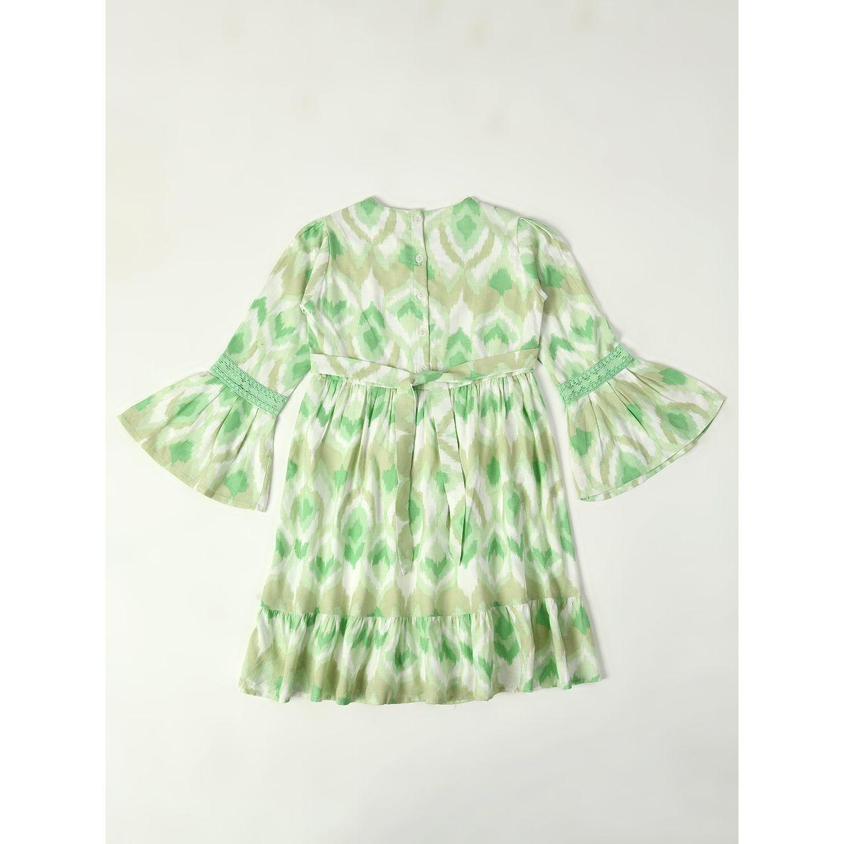 Bella Moda X Styli  Ikat Print Casual Dress with Bell Sleeves-girls-clothing-dressesandjumpsuits-image-2