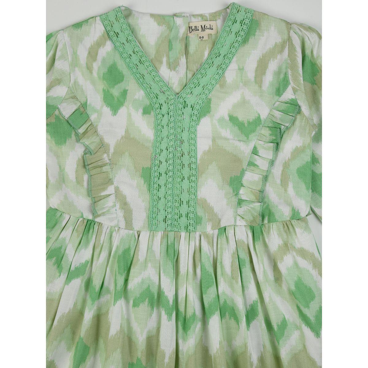 Bella Moda X Styli  Ikat Print Casual Dress with Bell Sleeves-girls-clothing-dressesandjumpsuits-image-3