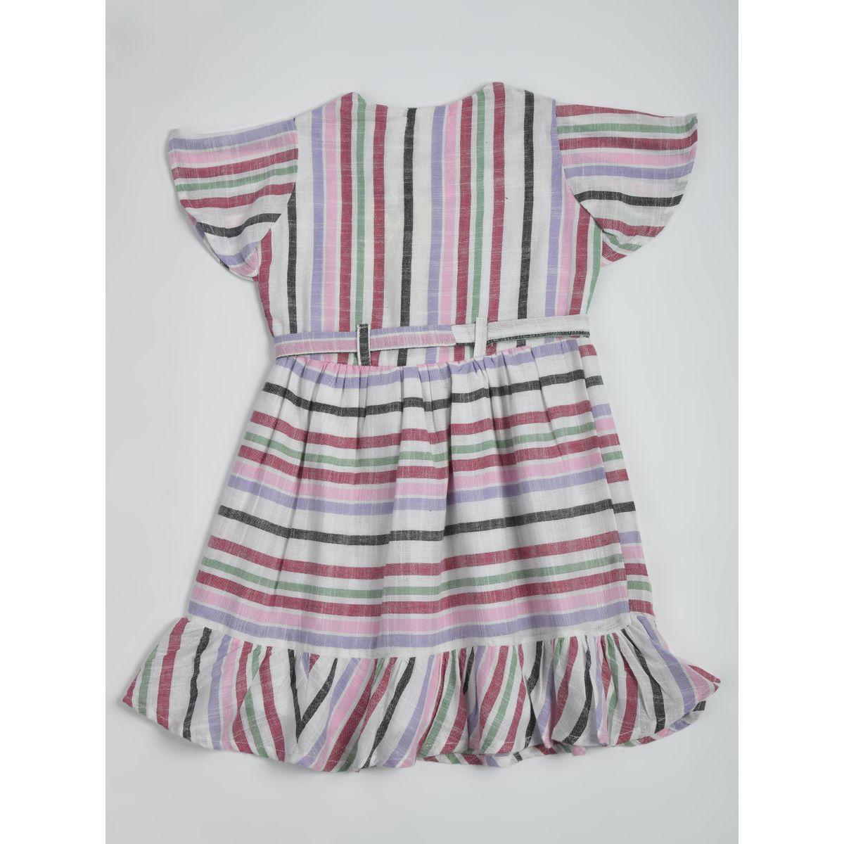Bella Moda X Styli  Striped Casual Dress with Tie Belt-girls-clothing-dressesandjumpsuits-image-2