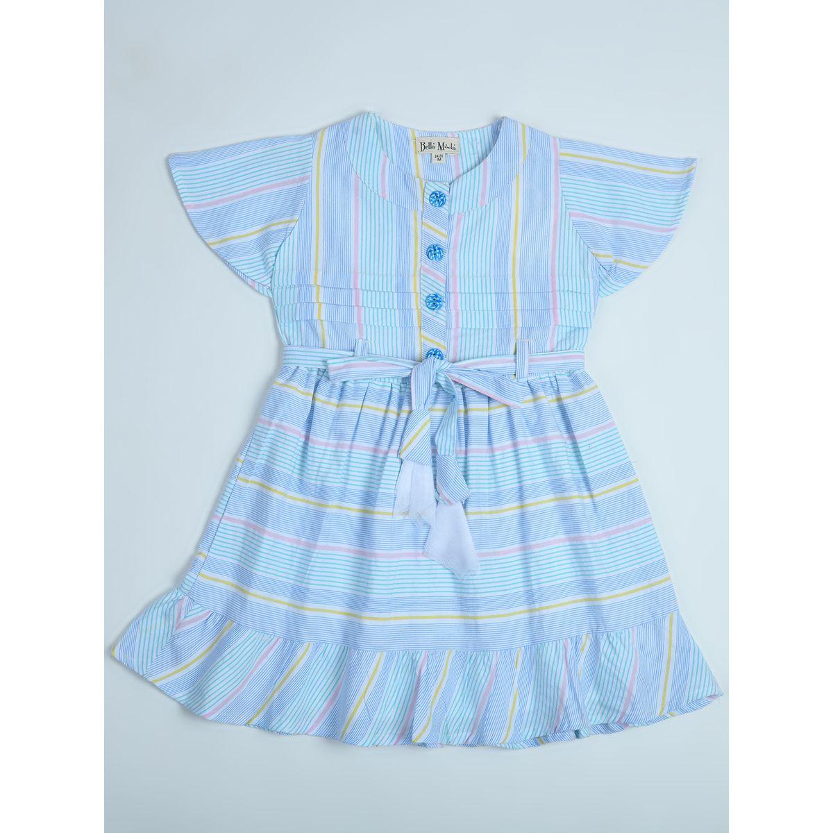 Bella Moda X Styli  Striped Cotton Dress with Tie Belt-girls-clothing-dressesandjumpsuits-image-1
