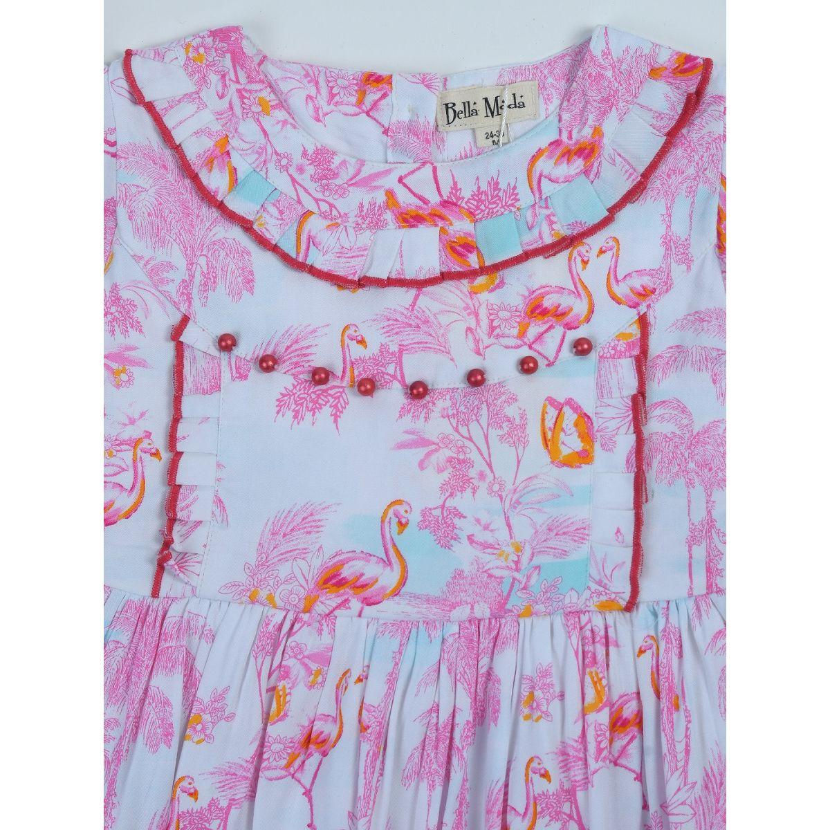Bella Moda X Styli  Flamingo Print Bead Accent Dress-girls-clothing-dressesandjumpsuits-image-3