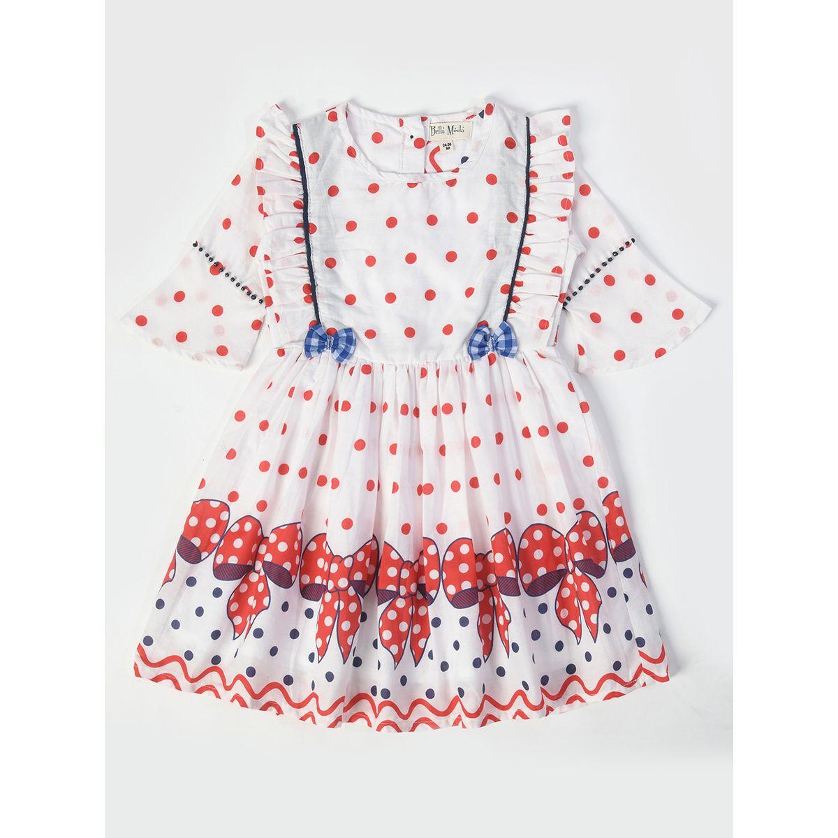 Bella Moda X Styli  Casual Polka Cotton Dress with Bow Detail-girls-clothing-dressesandjumpsuits-image-1