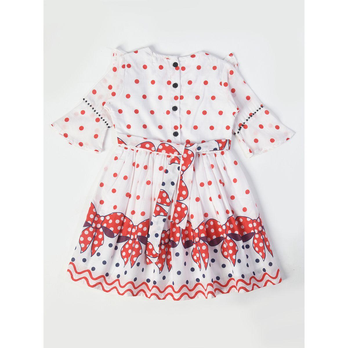 Bella Moda X Styli  Casual Polka Cotton Dress with Bow Detail-girls-clothing-dressesandjumpsuits-image-2