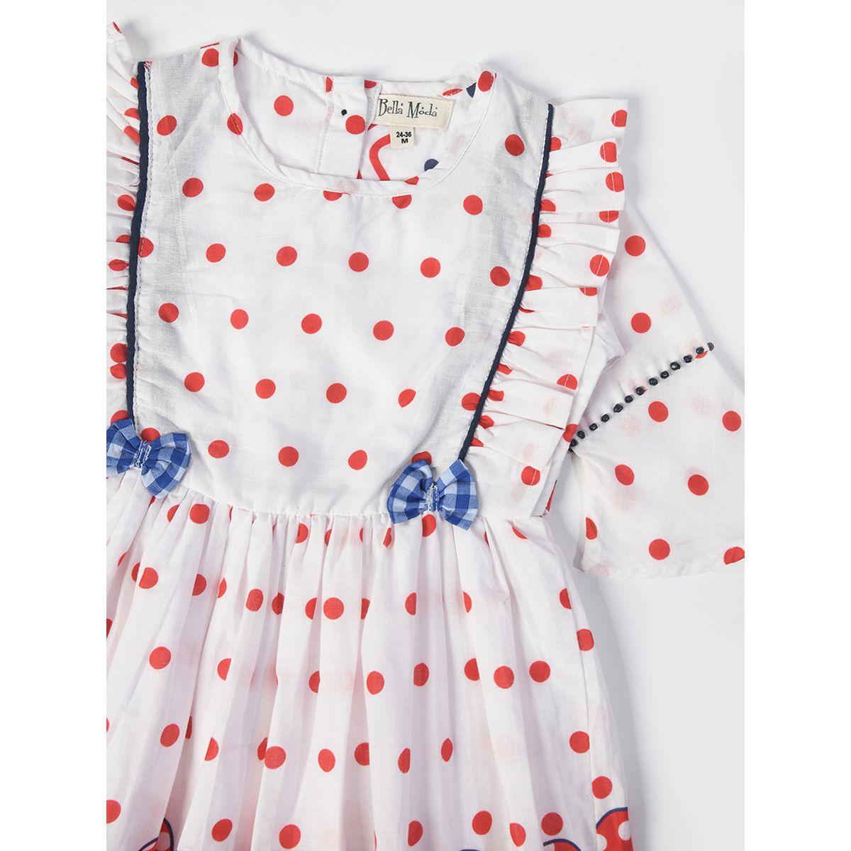 Bella Moda X Styli  Casual Polka Cotton Dress with Bow Detail-girls-clothing-dressesandjumpsuits-image-3