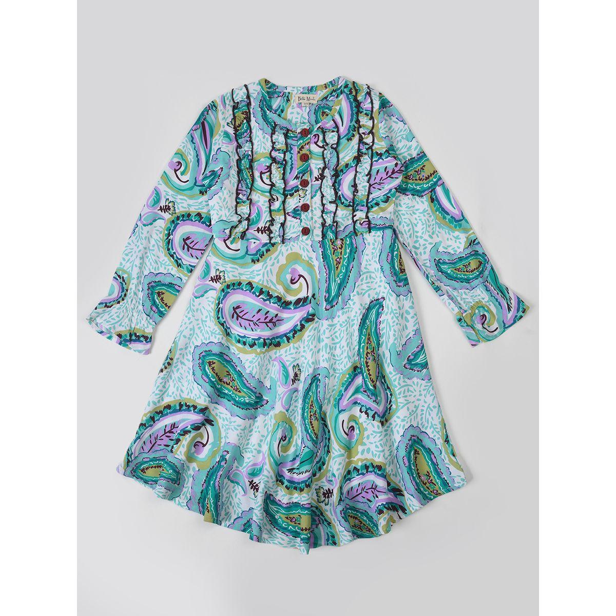 فستان كاجوال بطبعة بيزلي مع ياقة ماندارين بيلا مودا × ستايلي-girls-clothing-dressesandjumpsuits-image-1