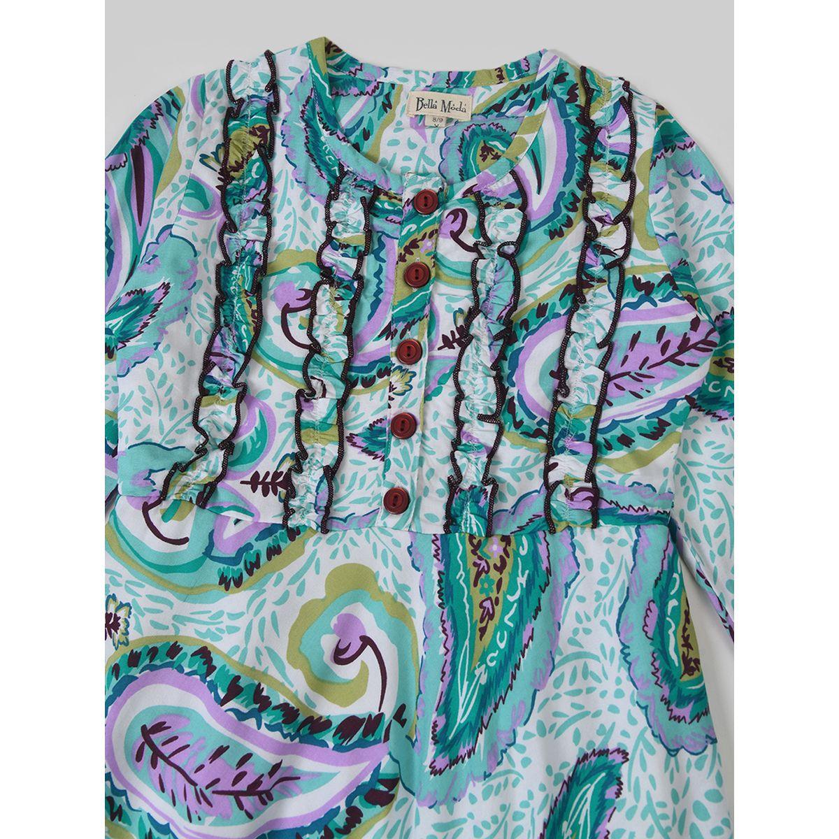 Bella Moda X Styli  Paisley Print Casual Dress with Mandarin Neck-girls-clothing-dressesandjumpsuits-image-3