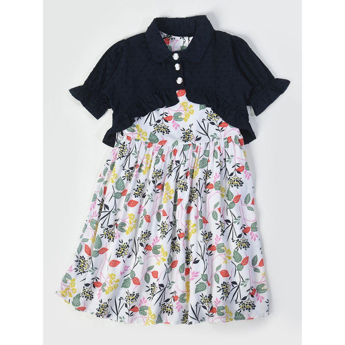فستان كاجوال بطبعة زهور مع بوليرو بيلا مودا × ستايلي-girls-clothing-dressesandjumpsuits-image-1