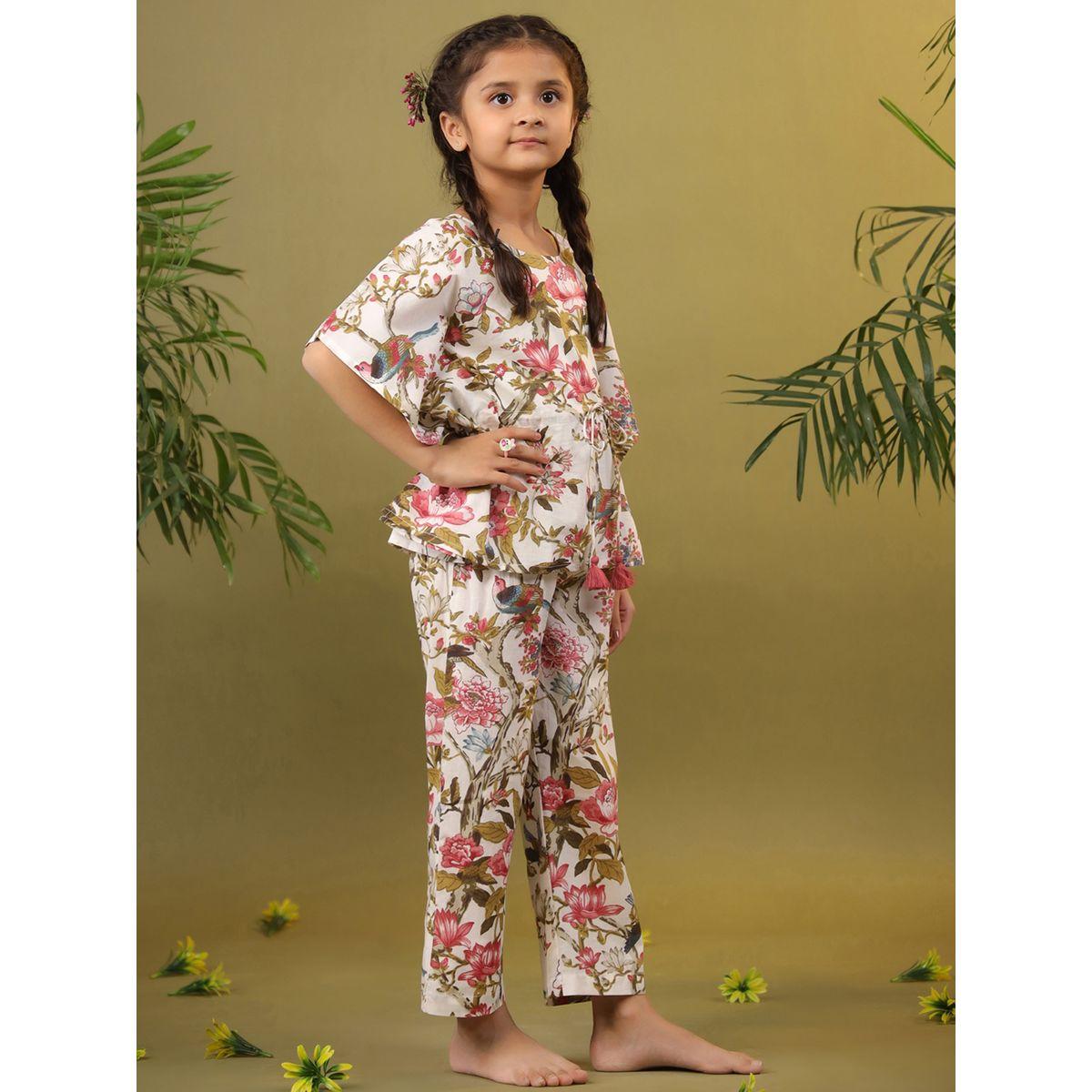 Sanskrutihomes X Styli  Floral Print Drawstring Top & Pyjama Set-girls-clothing-nightwear-image-4