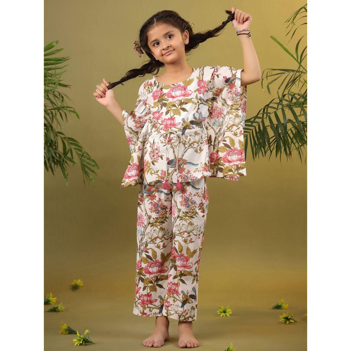 Sanskrutihomes X Styli  Floral Print Drawstring Top & Pyjama Set-girls-clothing-nightwear-image-6
