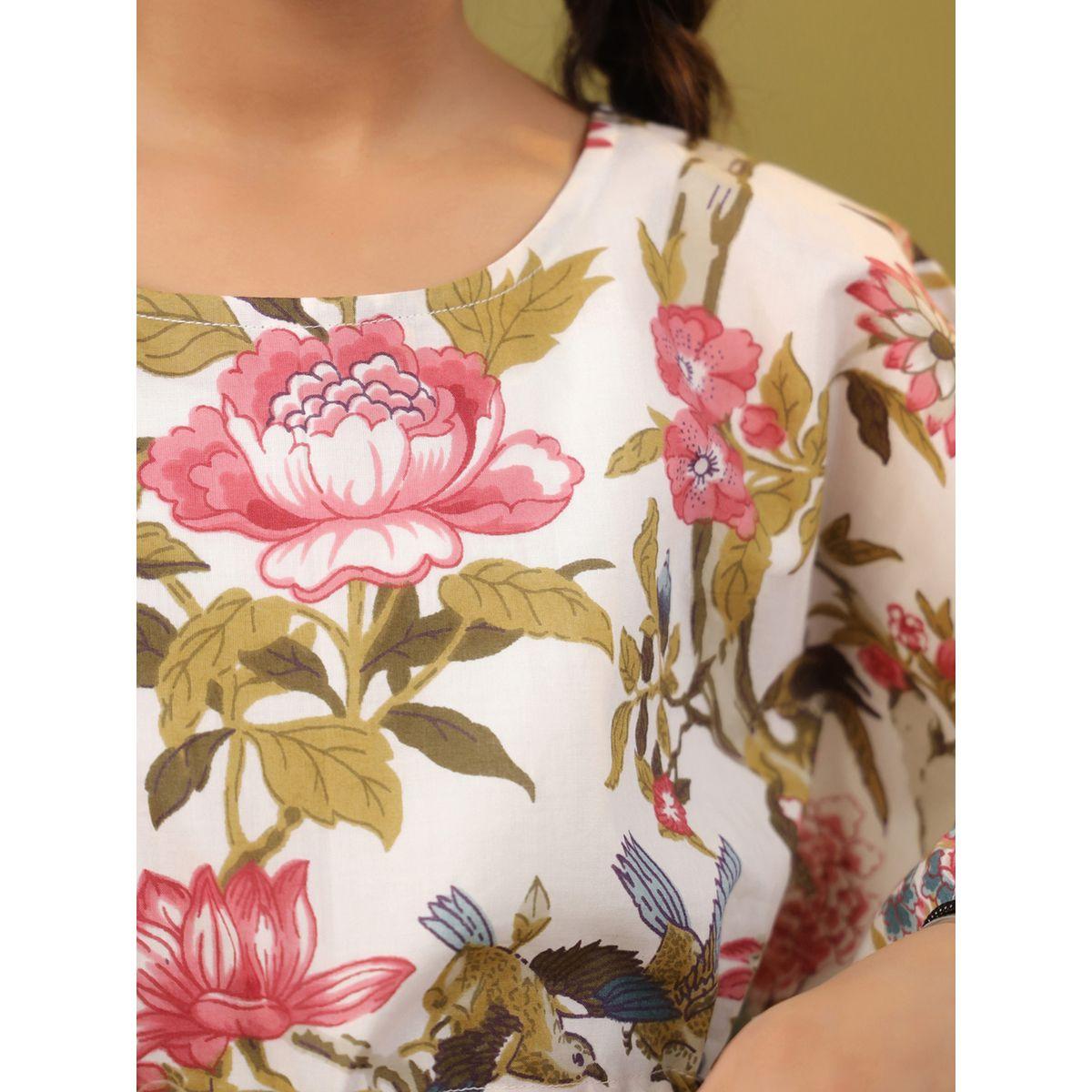 Sanskrutihomes X Styli  Floral Print Drawstring Top & Pyjama Set-girls-clothing-nightwear-image-9