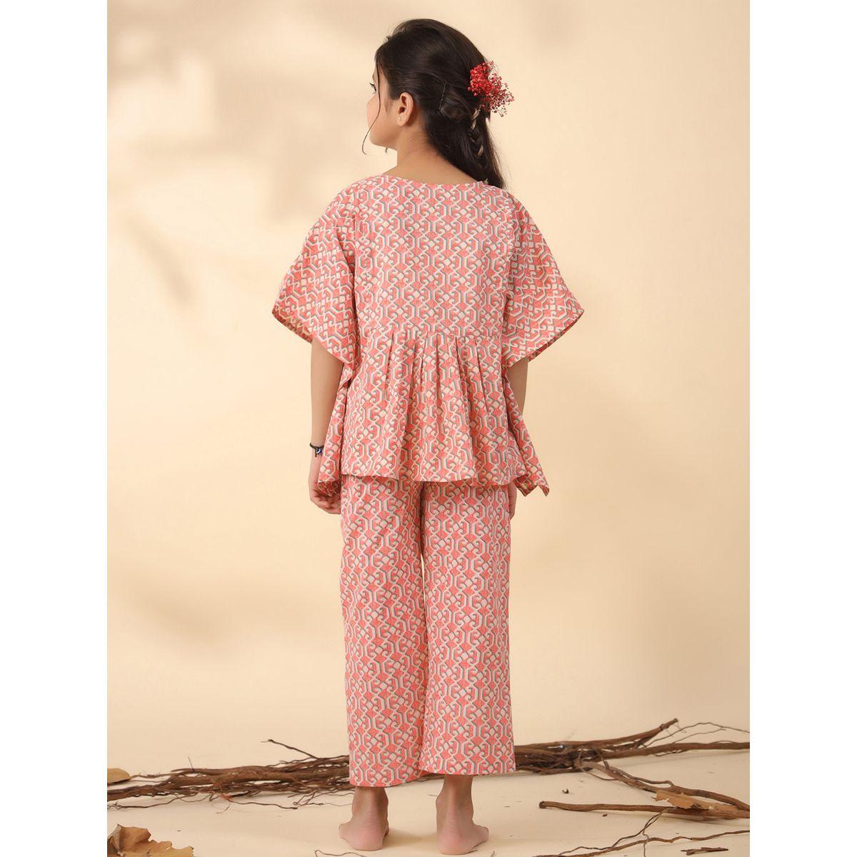 Sanskrutihomes X Styli  All Over Print Peplum Top & Pyjama Set-girls-clothing-nightwear-image-1