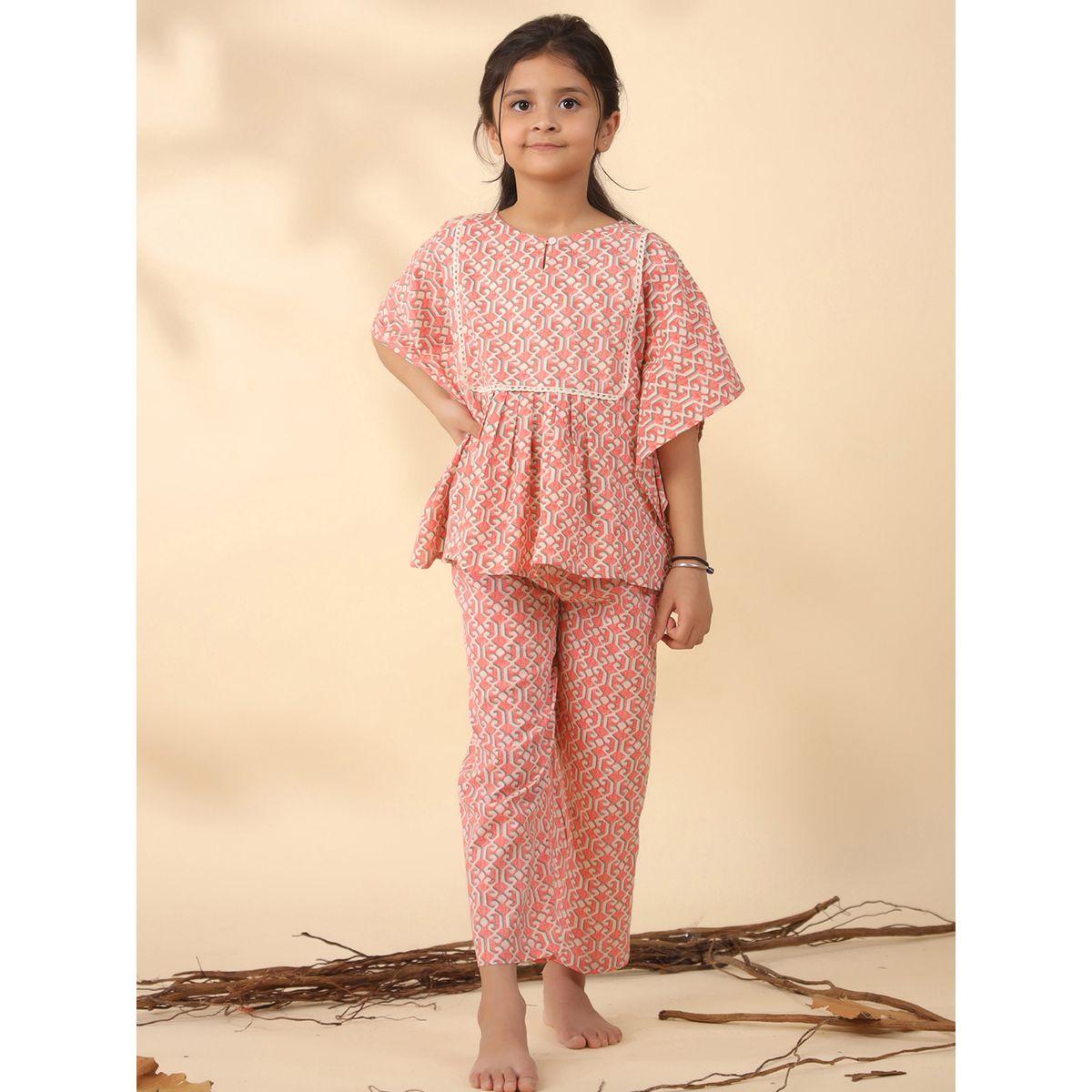 Sanskrutihomes X Styli  All Over Print Peplum Top & Pyjama Set-girls-clothing-nightwear-image-2
