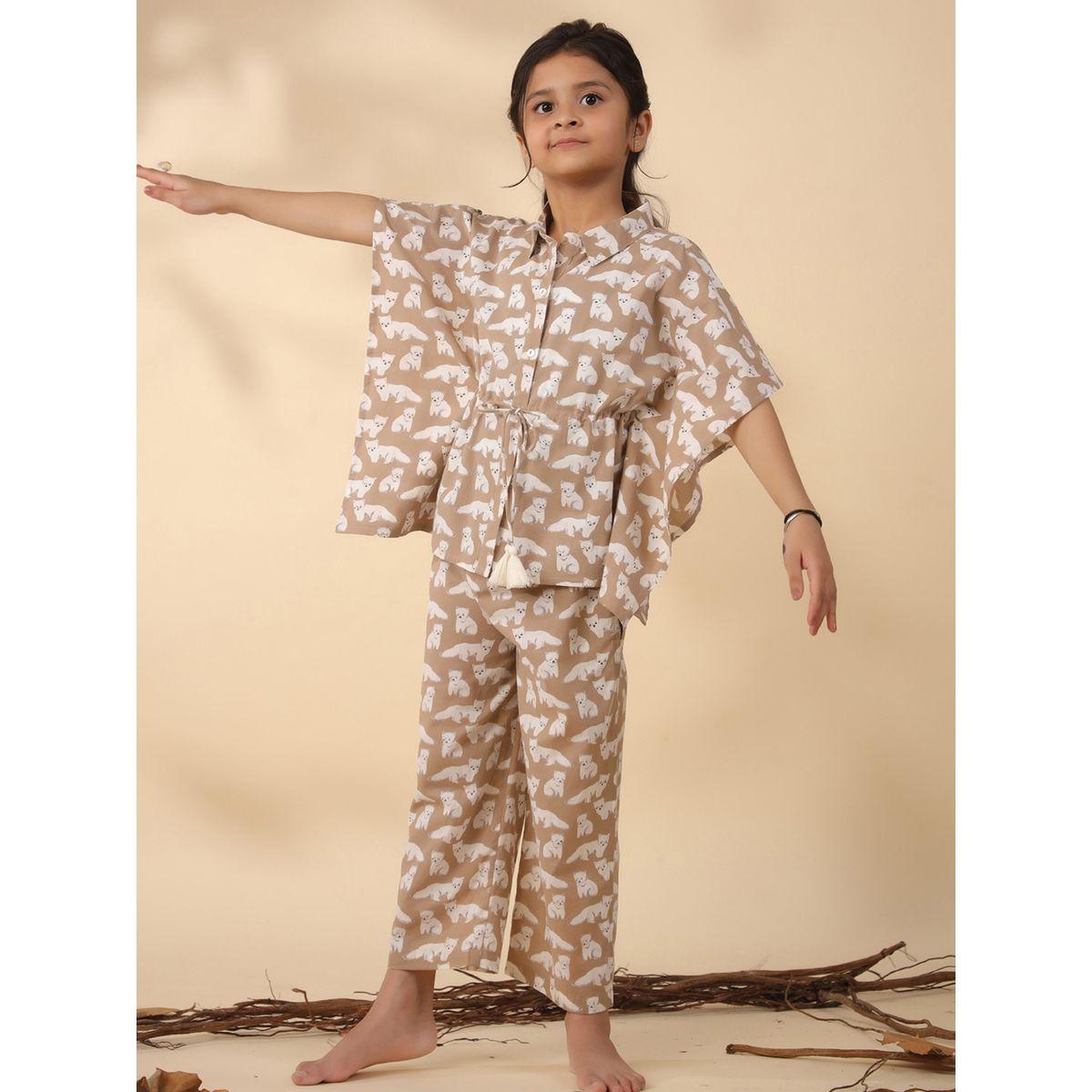 طقم من بنطال بيجاما مع بلوزة باربطة سانسكريتي هومز × ستايلي-girls-clothing-nightwear-image-2