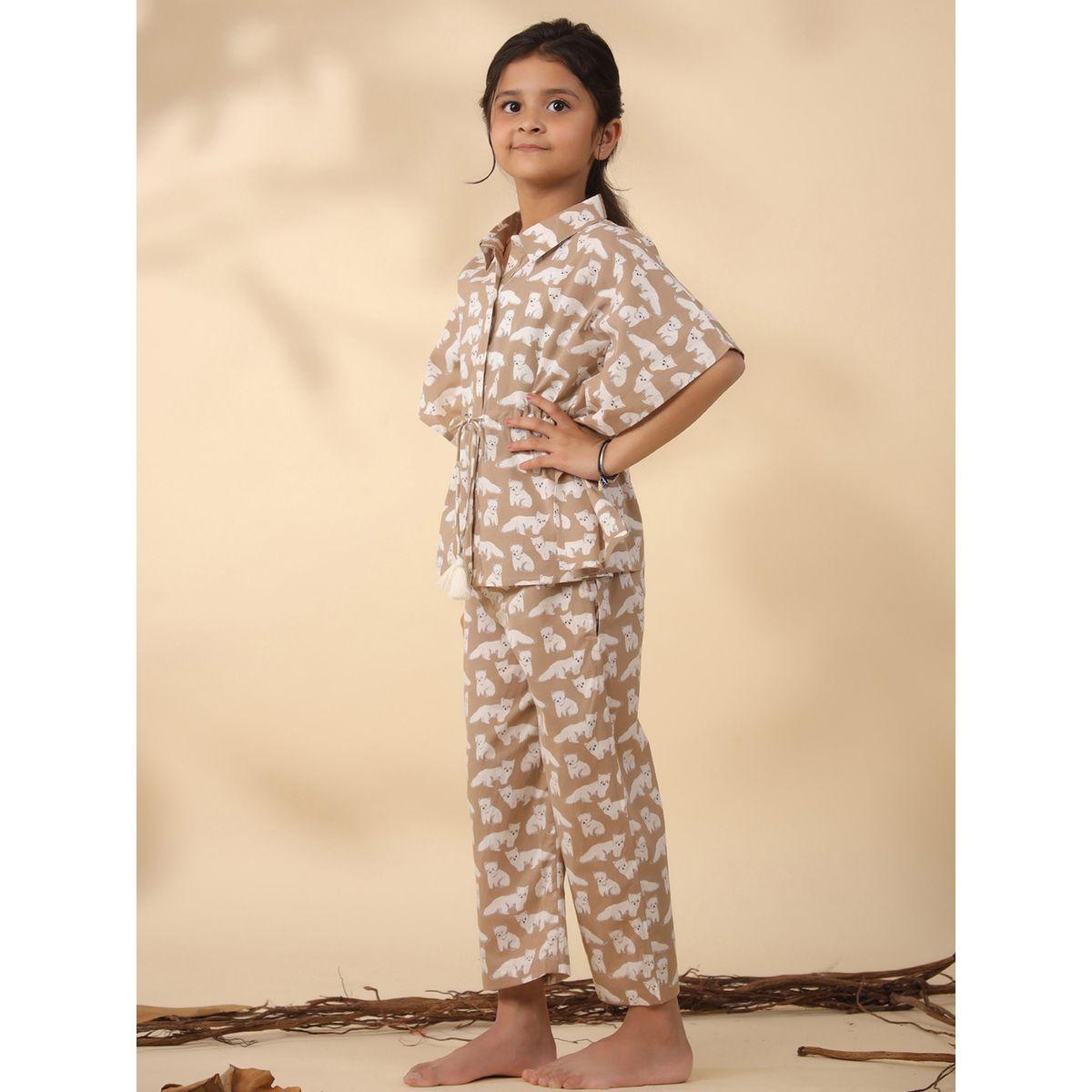 طقم من بنطال بيجاما مع بلوزة باربطة سانسكريتي هومز × ستايلي-girls-clothing-nightwear-image-4