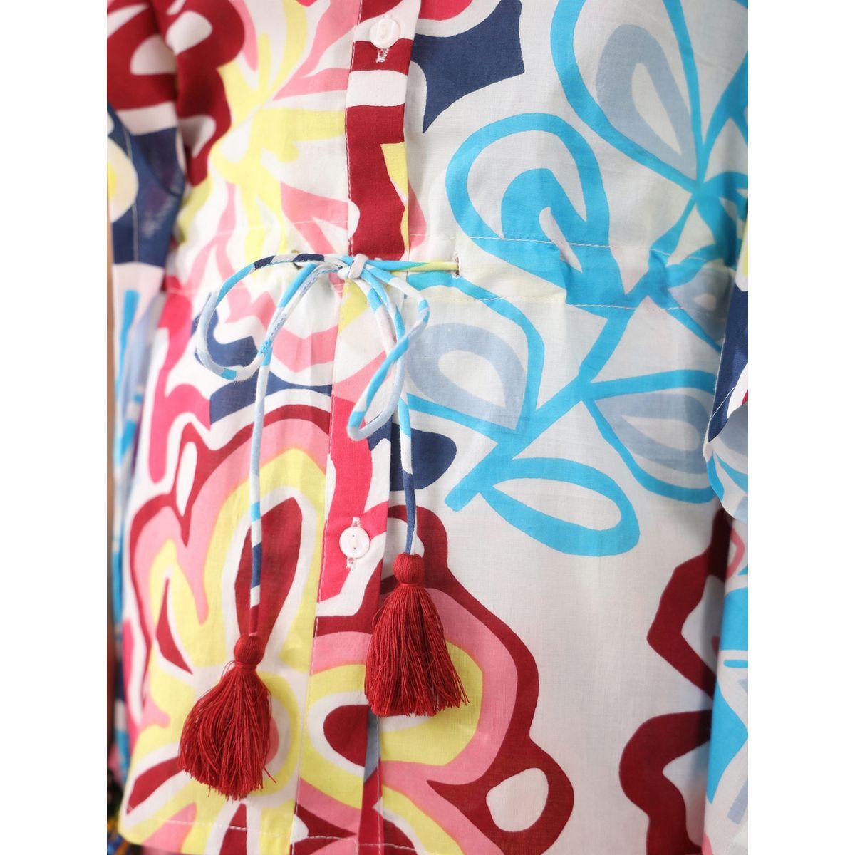 Sanskrutihomes X Styli  Multi Floral Print Drawstring Shirt & Pyjama Set-girls-clothing-nightwear-image-5