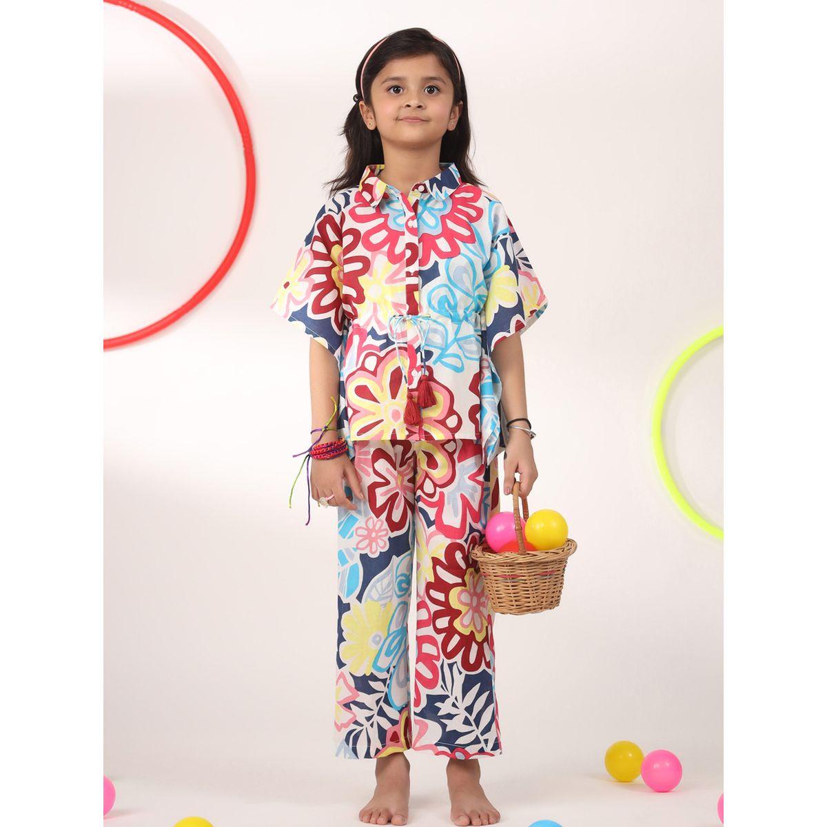 Sanskrutihomes X Styli  Multi Floral Print Drawstring Shirt & Pyjama Set-girls-clothing-nightwear-image-7