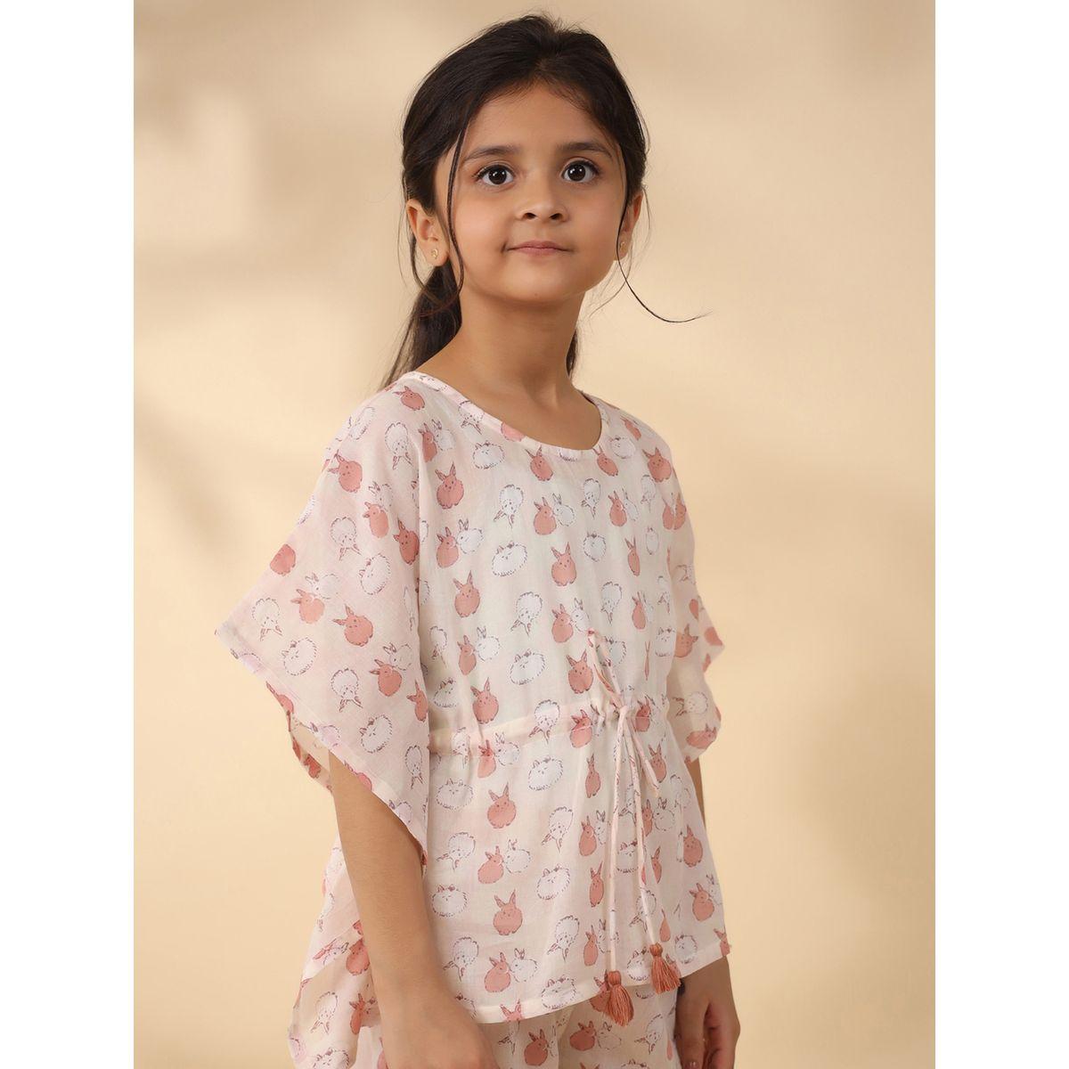 Sanskrutihomes X Styli  Rabbit Print Drawstring Top & Pyjama Set-girls-clothing-nightwear-image-4