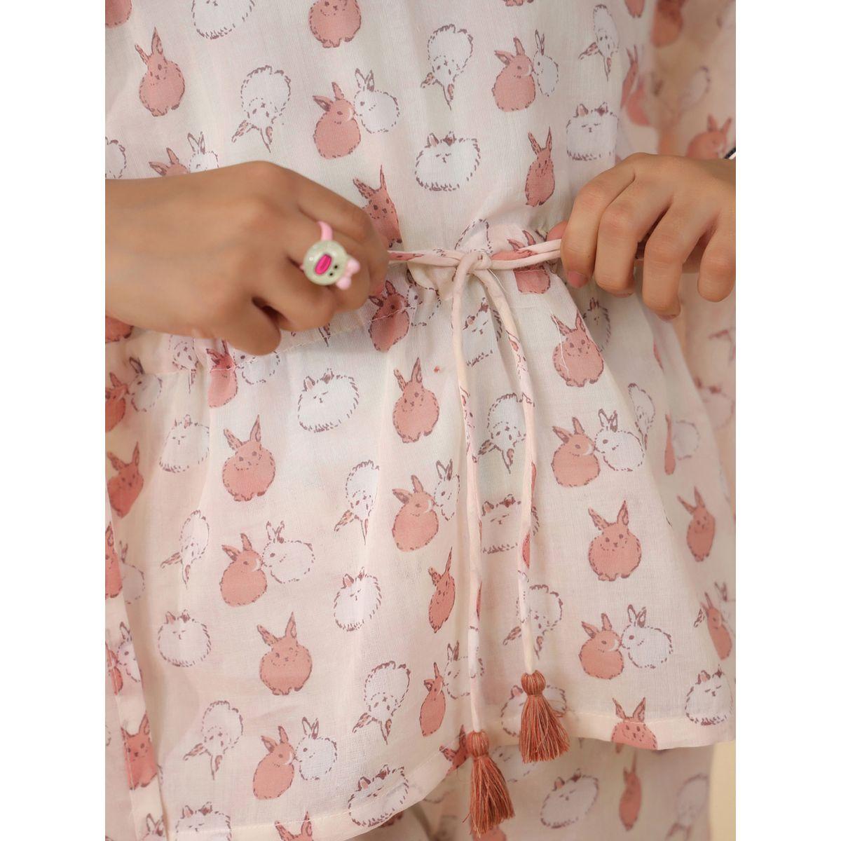 Sanskrutihomes X Styli  Rabbit Print Drawstring Top & Pyjama Set-girls-clothing-nightwear-image-6