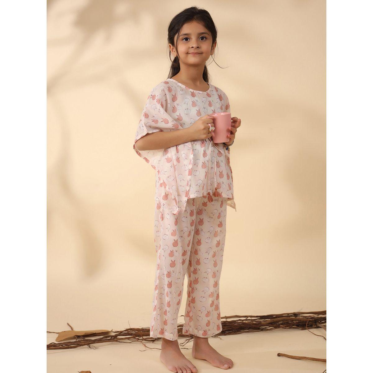 Sanskrutihomes X Styli  Rabbit Print Drawstring Top & Pyjama Set-girls-clothing-nightwear-image-7