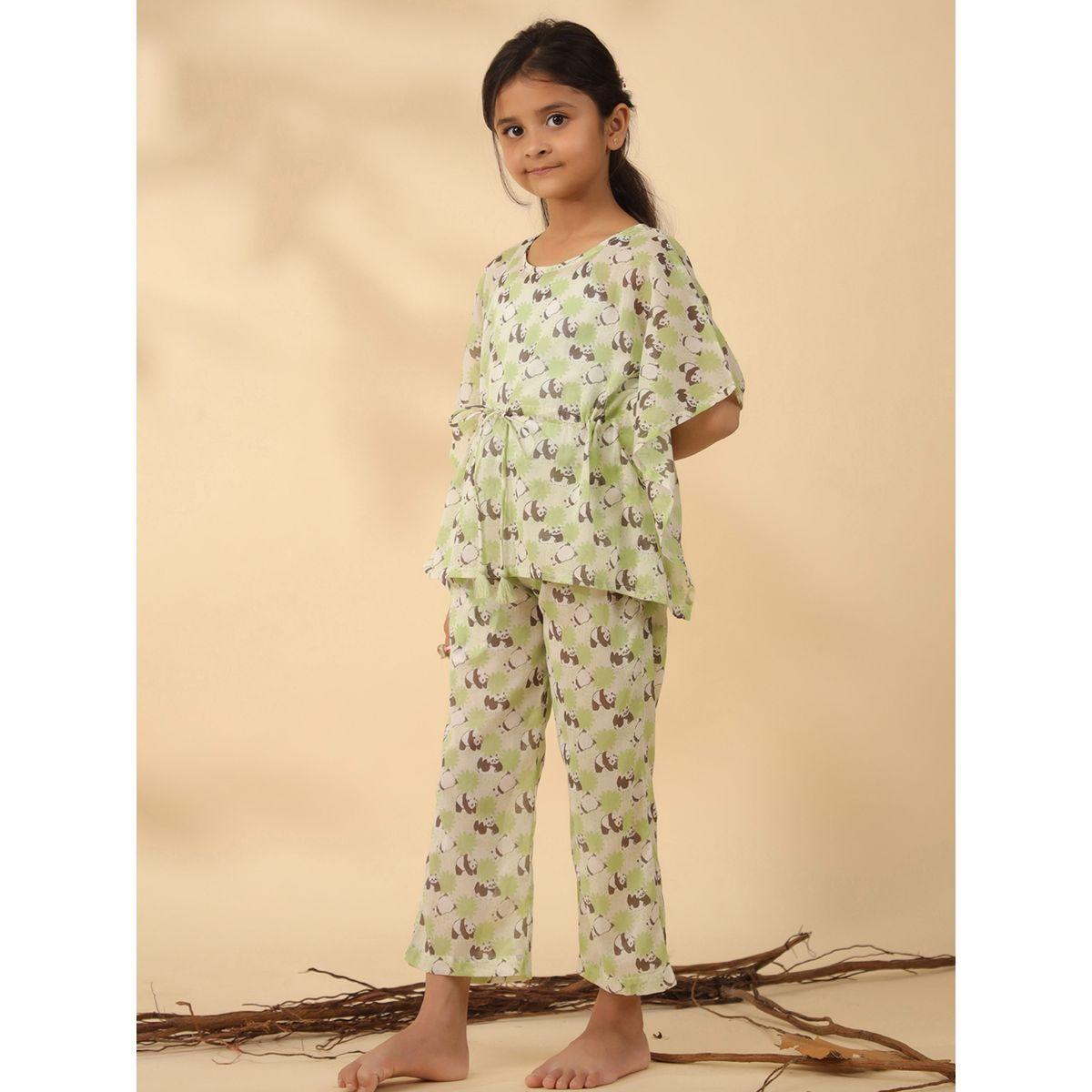 Sanskrutihomes X Styli  Panda Print Drawstring Top & Pyjama Set-girls-clothing-nightwear-image-2