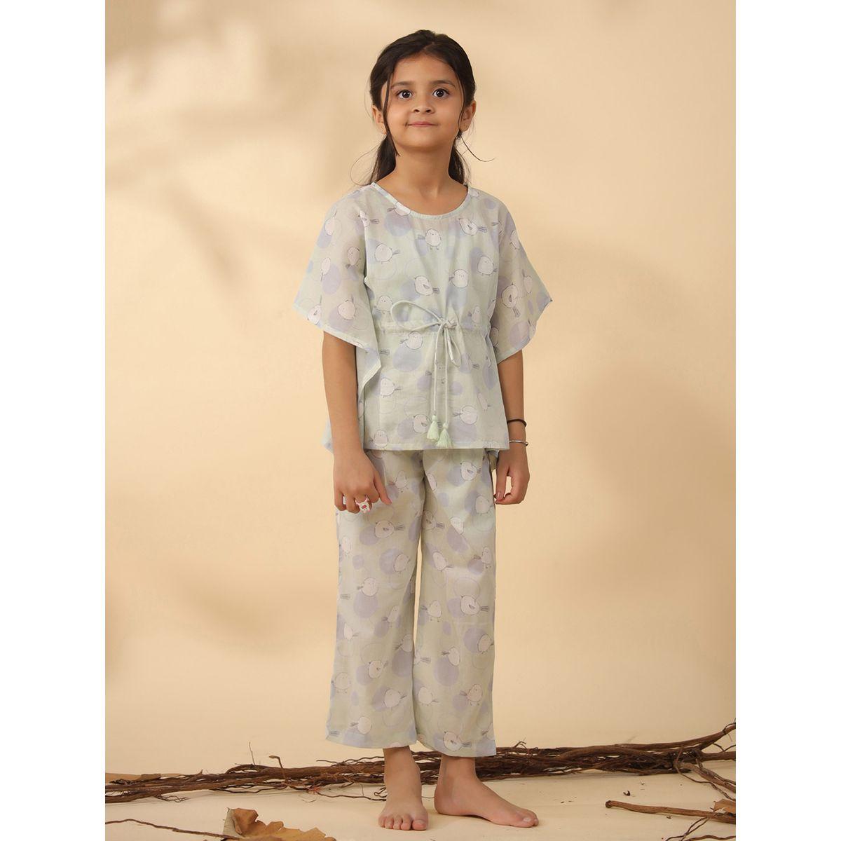Sanskrutihomes X Styli  Bird Print Drawstring Top & Pyjama Set-girls-clothing-nightwear-image-1