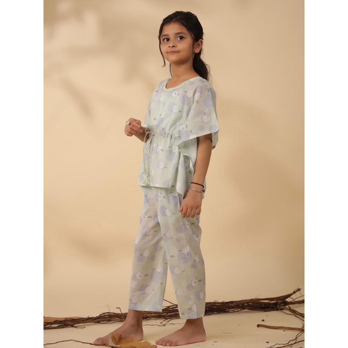Sanskrutihomes X Styli  Bird Print Drawstring Top & Pyjama Set-girls-clothing-nightwear-image-2