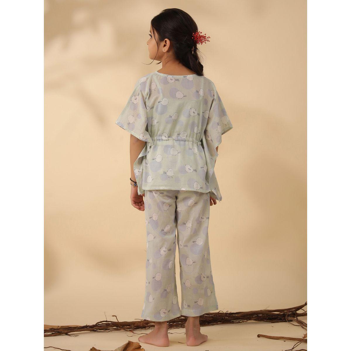 Sanskrutihomes X Styli  Bird Print Drawstring Top & Pyjama Set-girls-clothing-nightwear-image-3