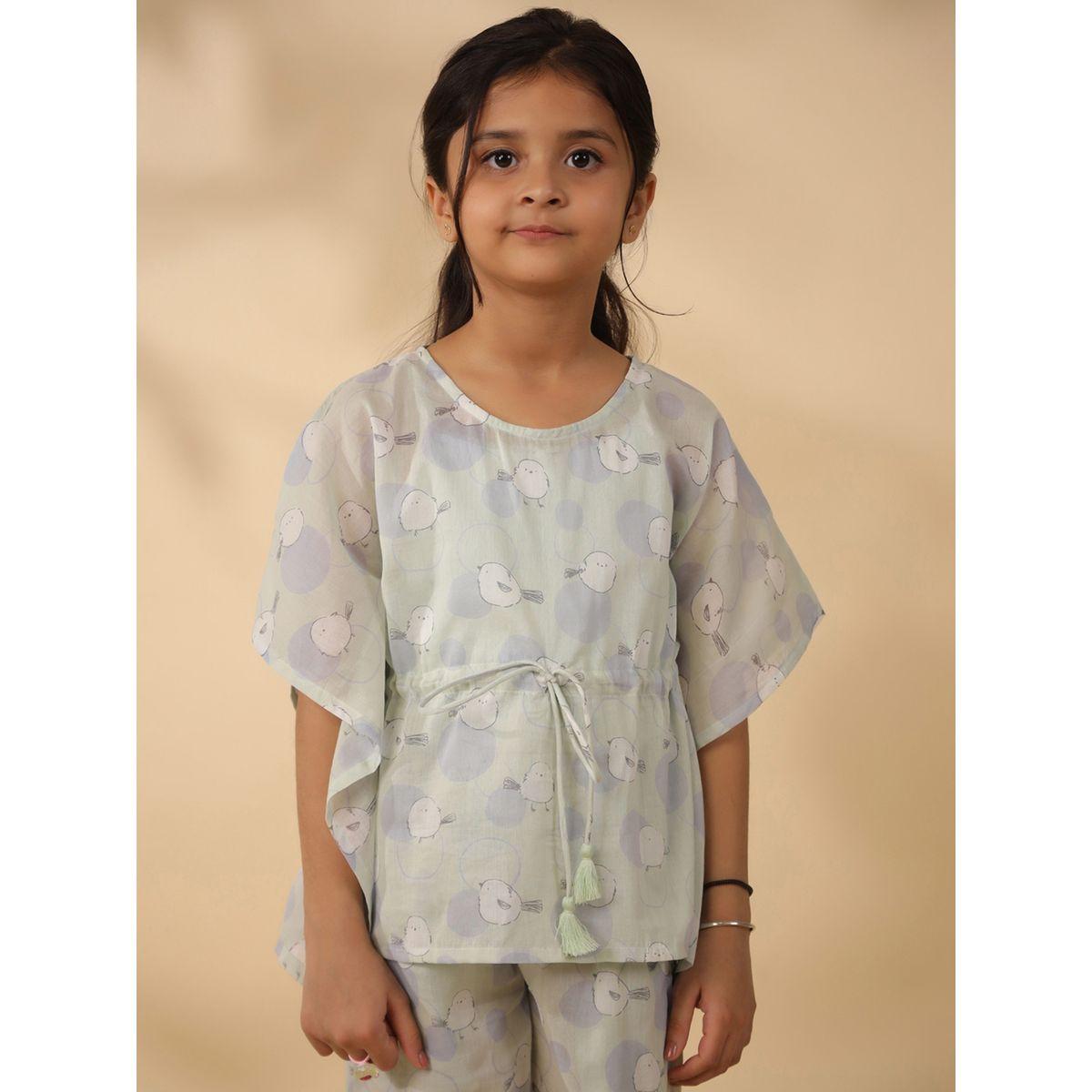 Sanskrutihomes X Styli  Bird Print Drawstring Top & Pyjama Set-girls-clothing-nightwear-image-4