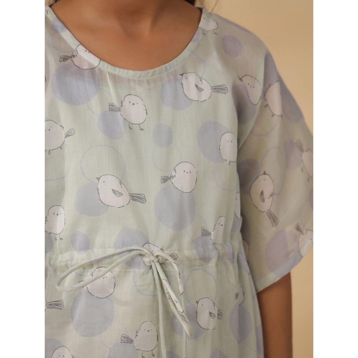 Sanskrutihomes X Styli  Bird Print Drawstring Top & Pyjama Set-girls-clothing-nightwear-image-5