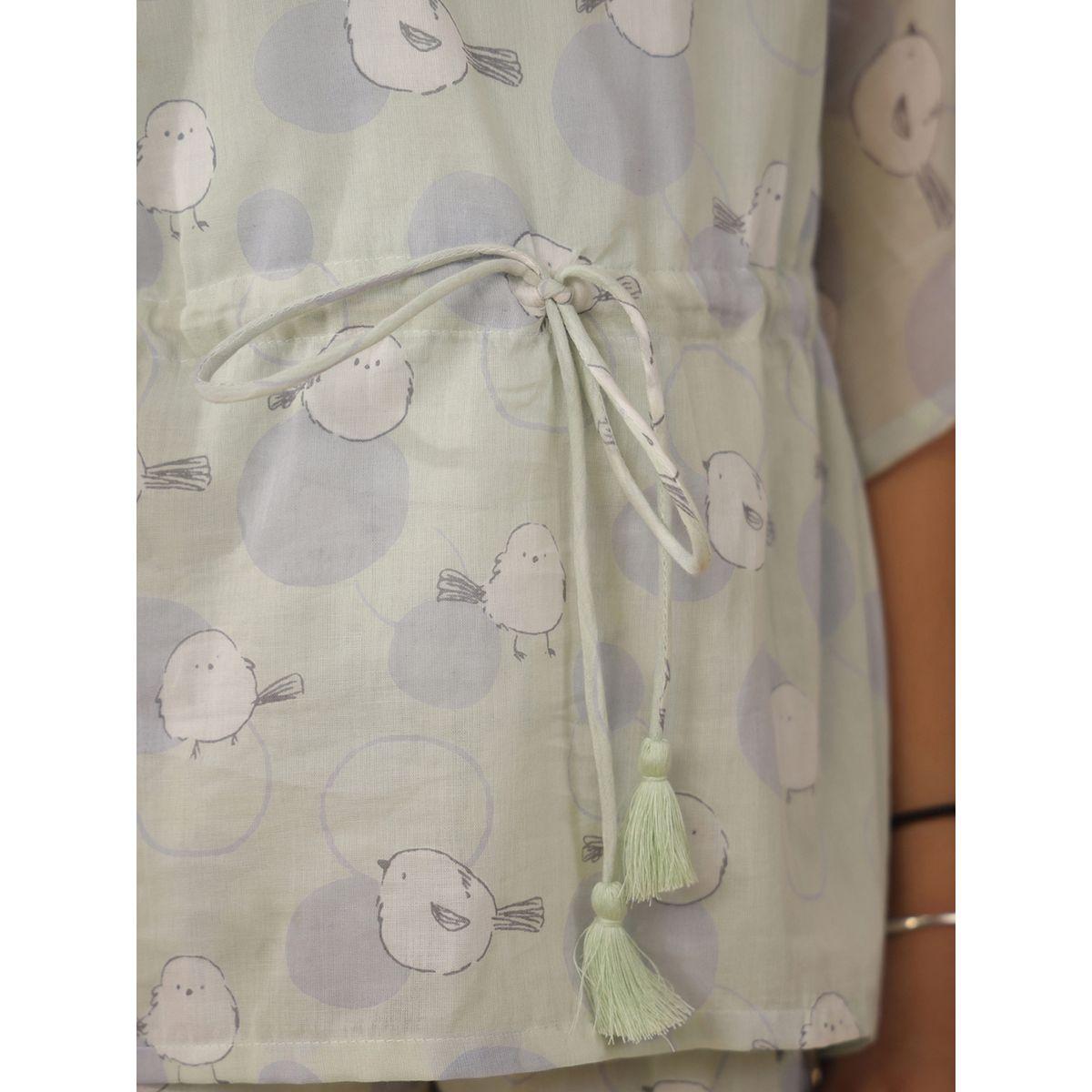 Sanskrutihomes X Styli  Bird Print Drawstring Top & Pyjama Set-girls-clothing-nightwear-image-6