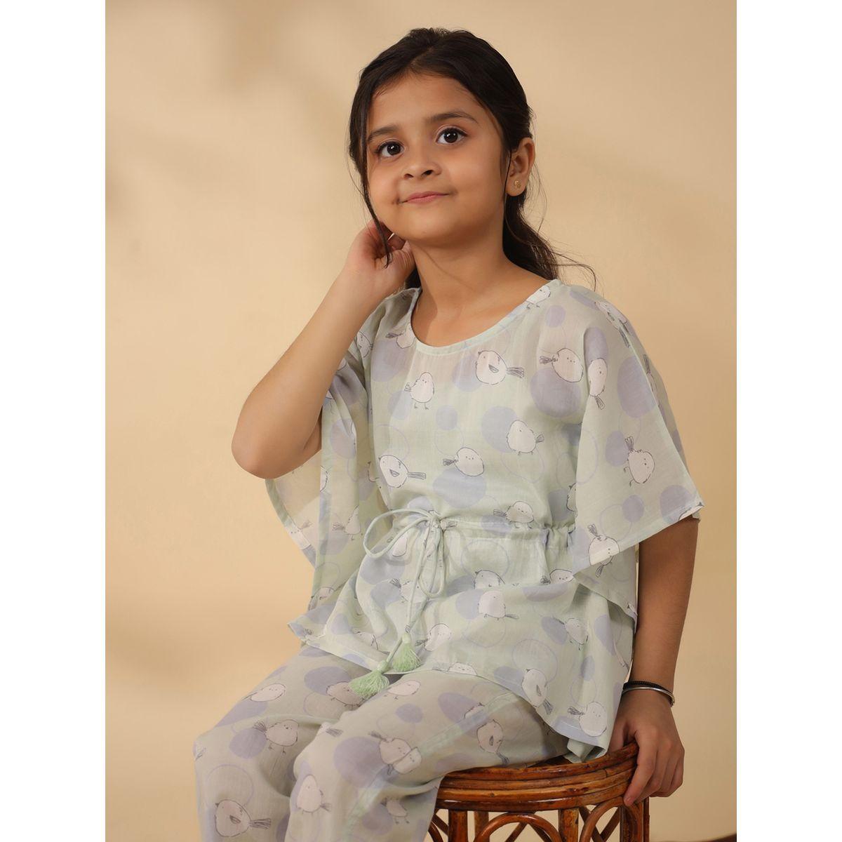Sanskrutihomes X Styli  Bird Print Drawstring Top & Pyjama Set-girls-clothing-nightwear-image-7