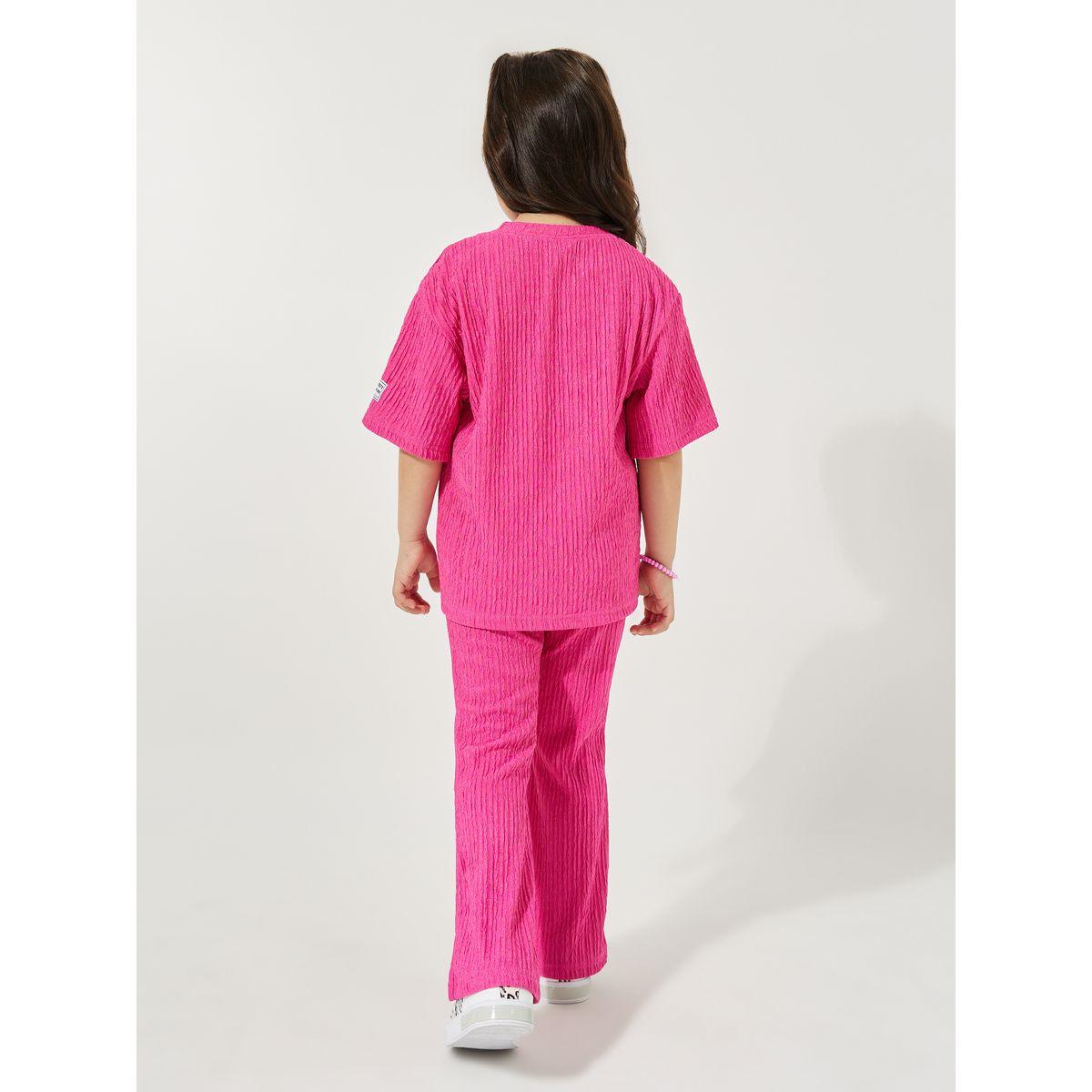 Styli Elevate Textured Knit Dropped Shoulder T-Shirt & Pants Set-girls-clothing-setsandcoords-image-4