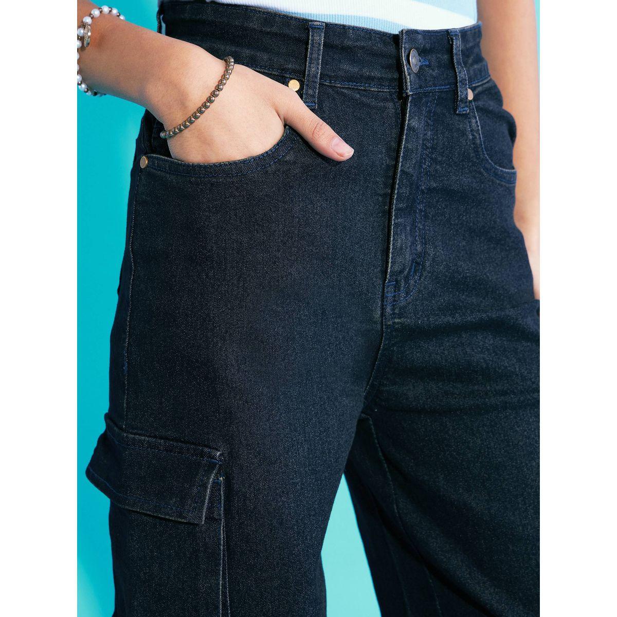 Noh-Voh X Styli  Solid Acid Wash Side Pocket Cargo Jeans-girls-clothing-bottoms-jeansandjeggings-image-3