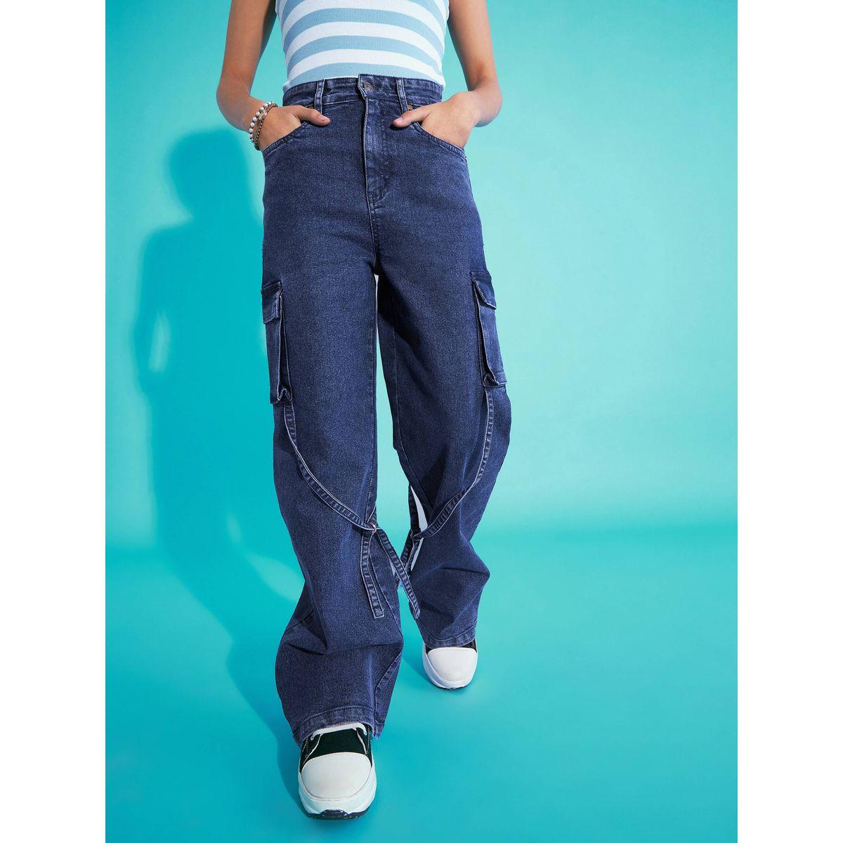 Noh-Voh X Styli  Solid Acid Wash Side Pocket Cargo Jeans-girls-clothing-bottoms-jeansandjeggings-image-7