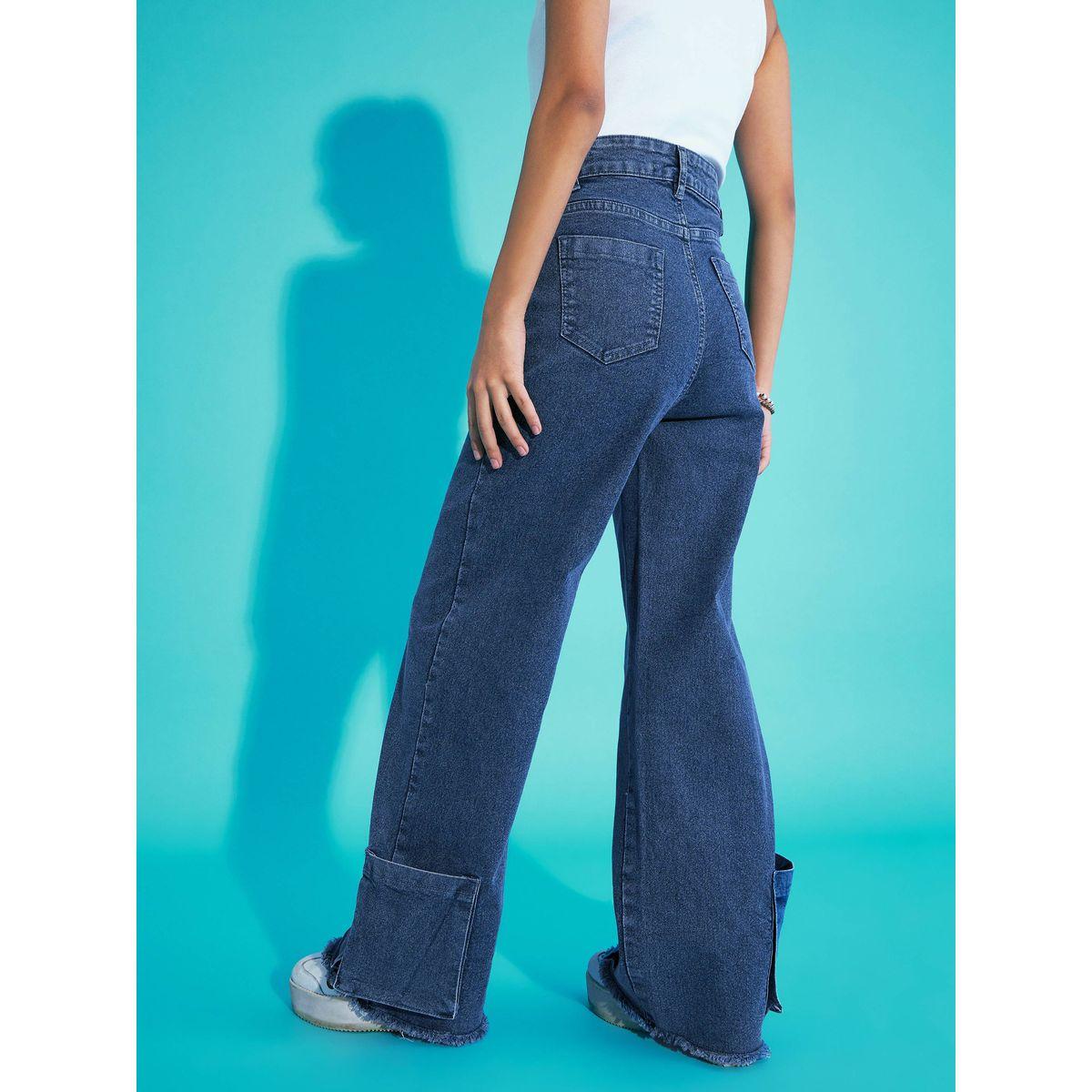 Noh-Voh X Styli  Solid Acid Wash Hem Pocket Straight Jeans-girls-clothing-bottoms-jeansandjeggings-image-3