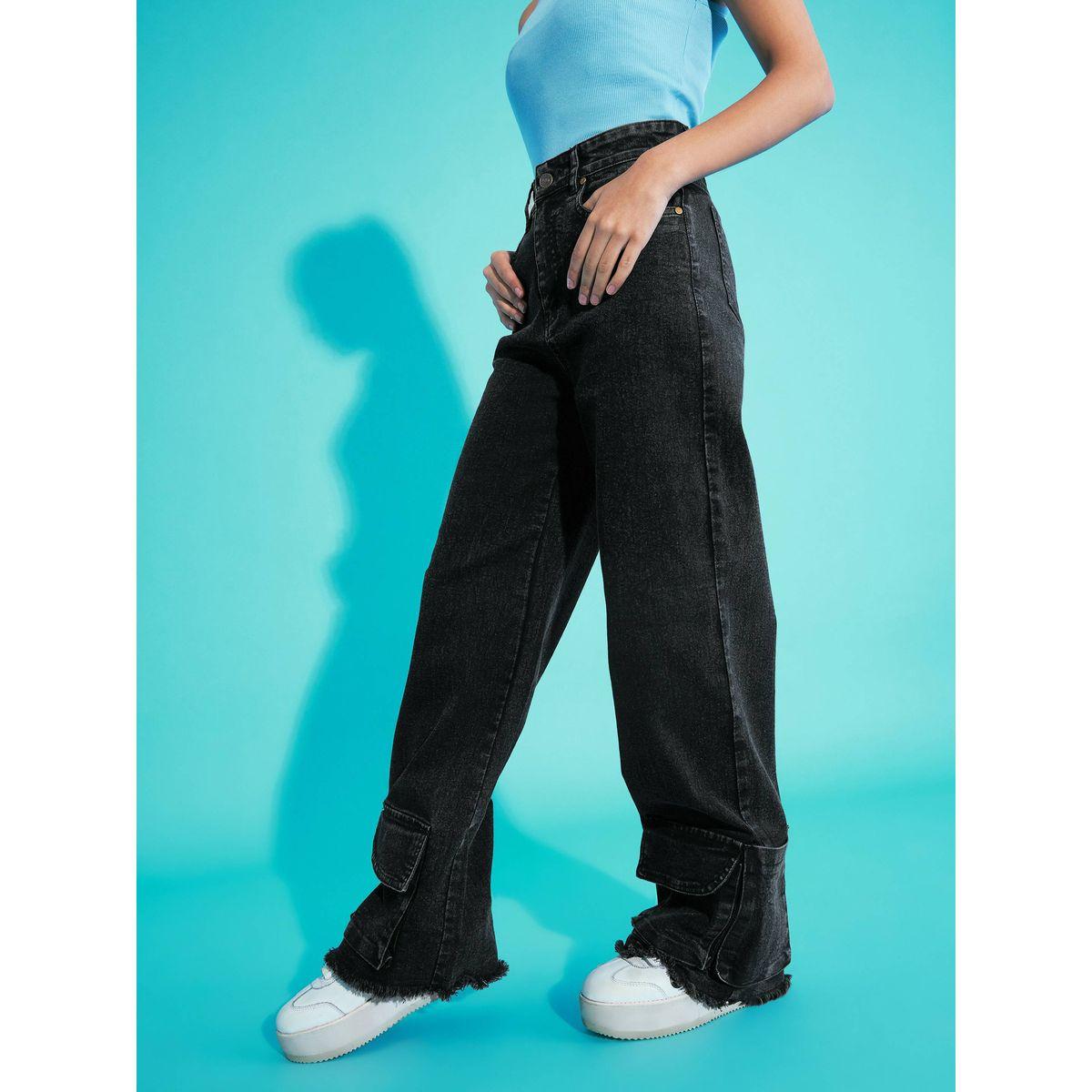Noh-Voh X Styli  Solid Acid Wash Hem Pocket Straight Jeans-girls-clothing-bottoms-jeansandjeggings-image-1