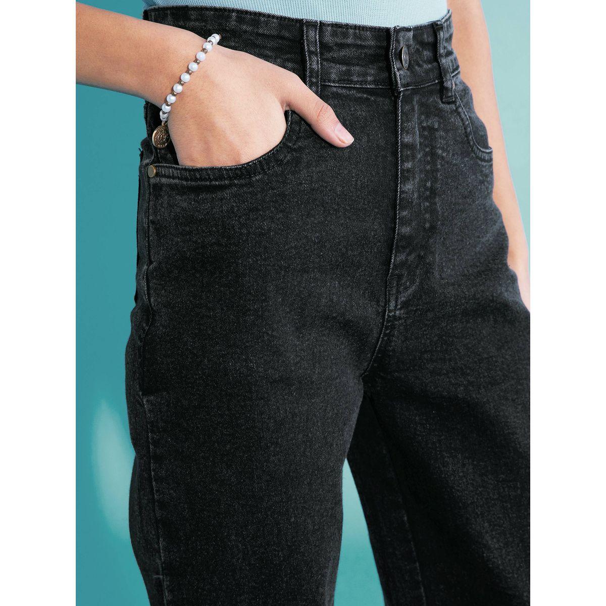 Noh-Voh X Styli  Solid Acid Wash Hem Pocket Straight Jeans-girls-clothing-bottoms-jeansandjeggings-image-2