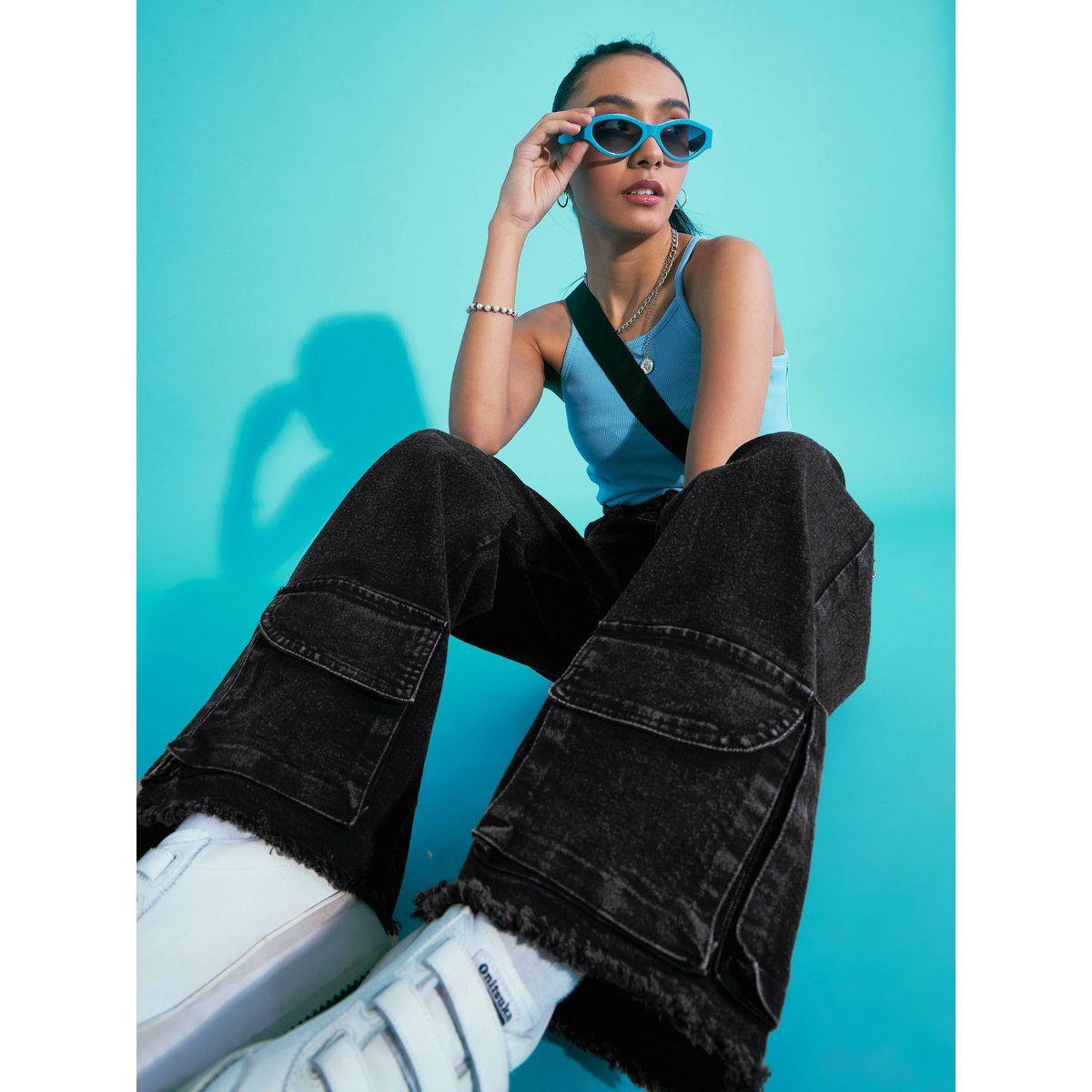 Noh-Voh X Styli  Solid Acid Wash Hem Pocket Straight Jeans-girls-clothing-bottoms-jeansandjeggings-image-4