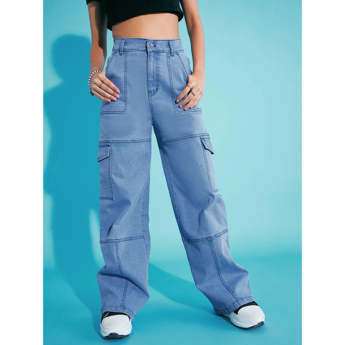 Noh-Voh X Styli  Solid Acid Wash Front Seam Cargo Jeans-girls-clothing-bottoms-jeansandjeggings-image-1