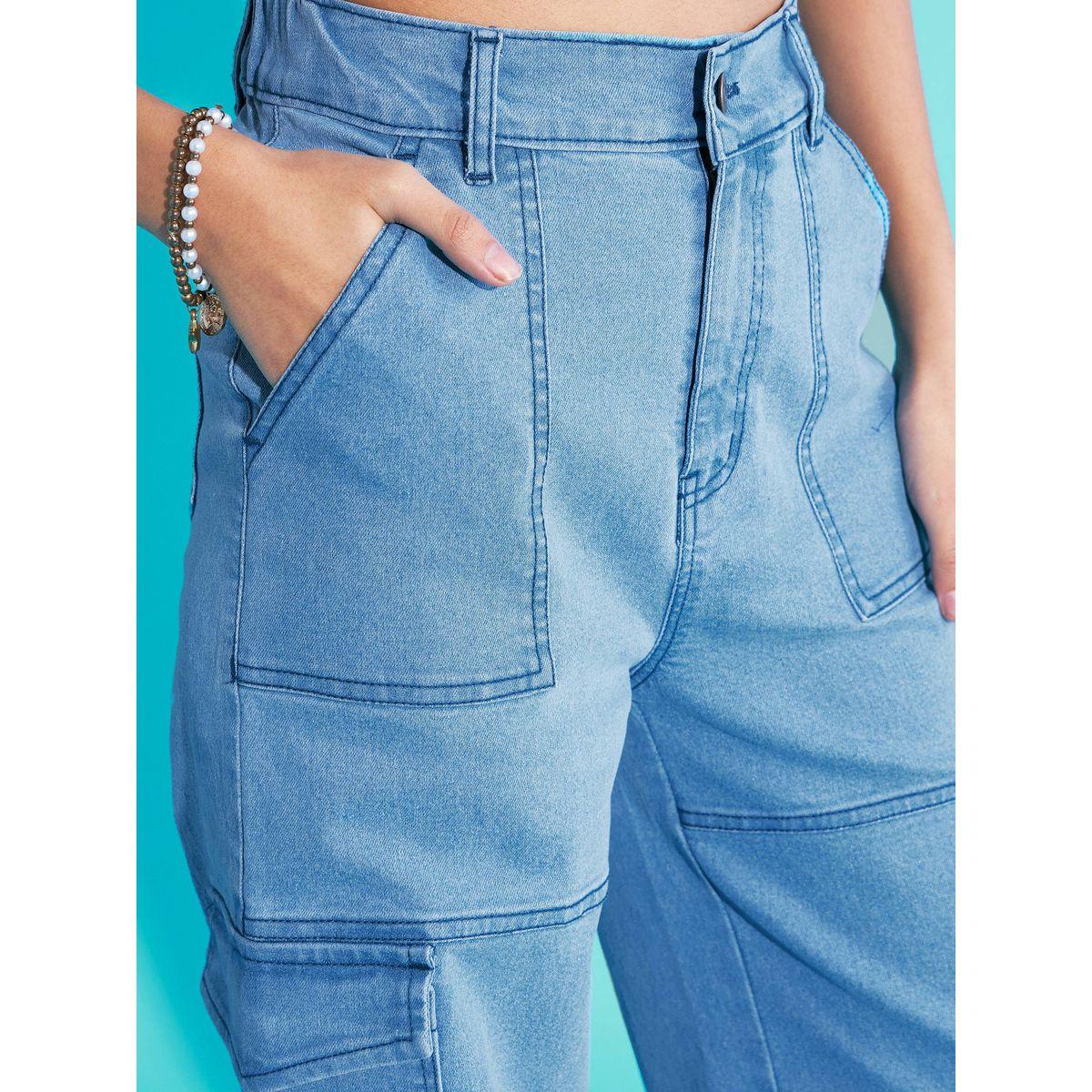 Noh-Voh X Styli  Solid Acid Wash Front Seam Cargo Jeans-girls-clothing-bottoms-jeansandjeggings-image-4