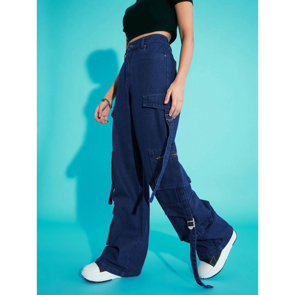 Noh-Voh X Styli  Solid Acid Wash Side Tape Cargo Jeans-girls-clothing-bottoms-jeansandjeggings-image-3